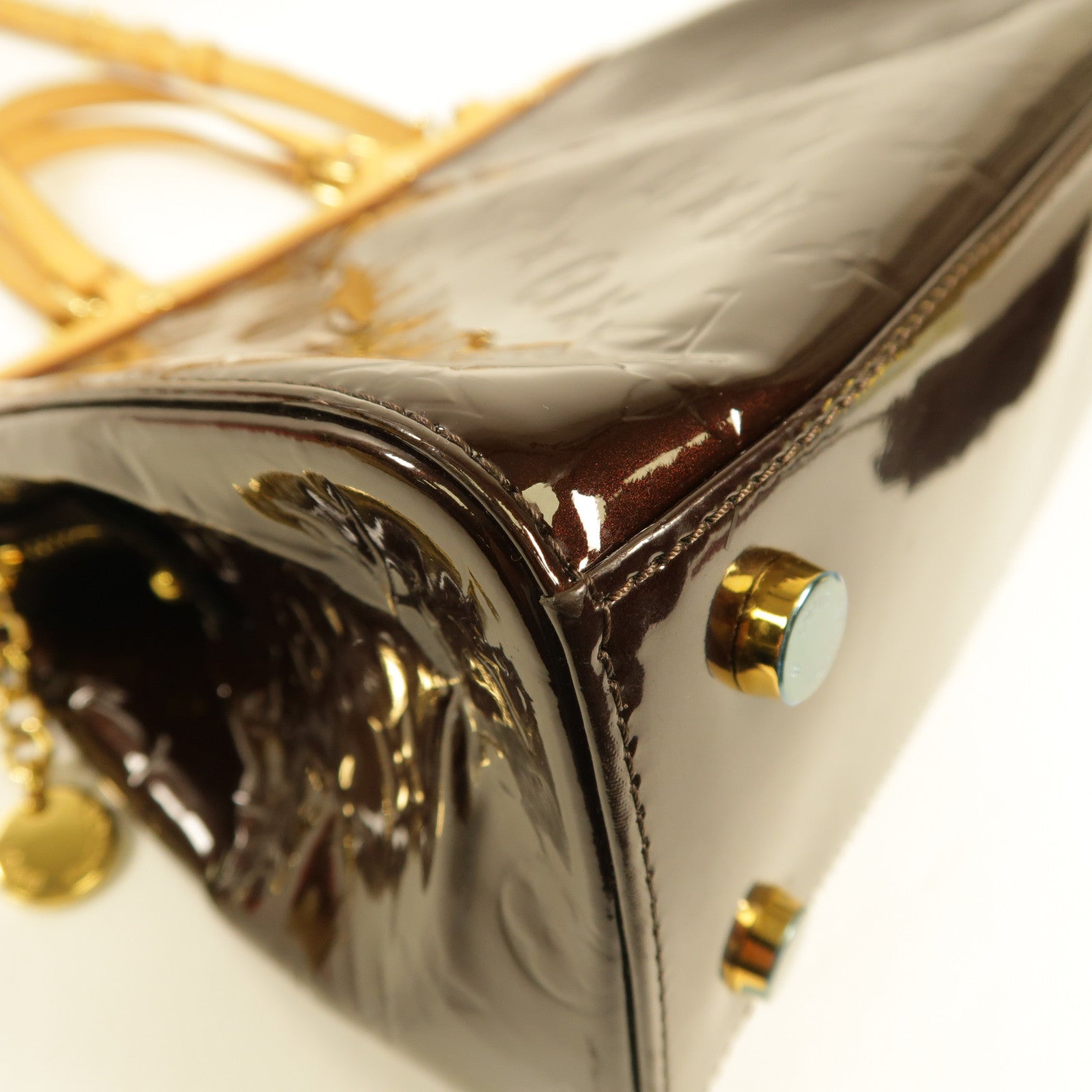 LOUIS VUITTON Monogram Vernis Brera MM金扣手挽肩背兩用袋酒紅色