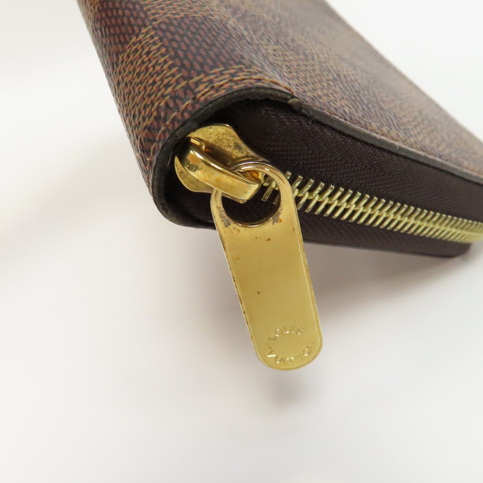 LOUIS VUITTON Damier Zipper Wallet金扣長錢包啡色
