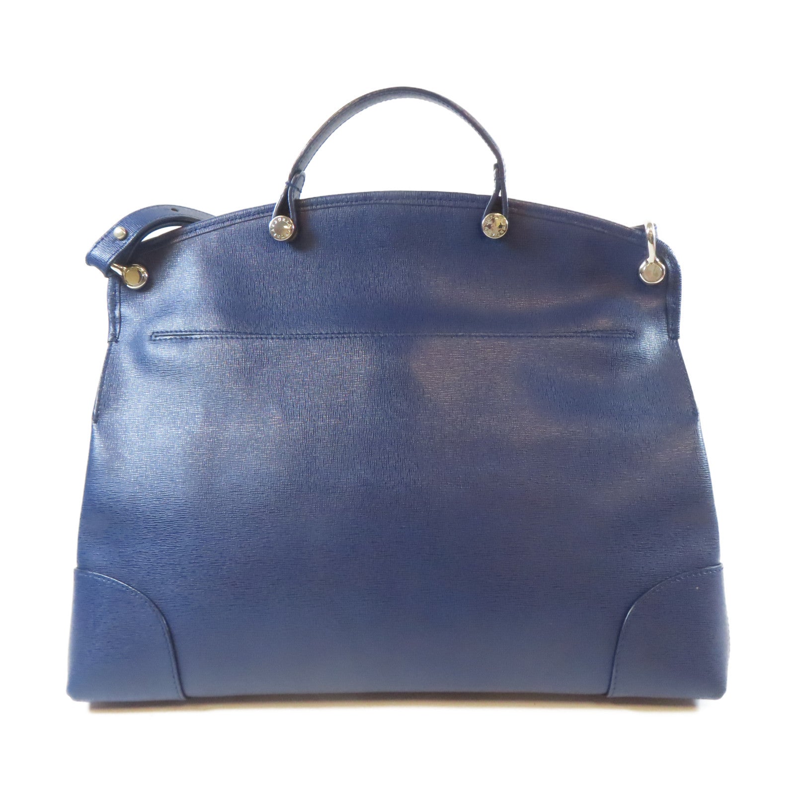 Furla 牛皮皮革2 Way Shoulder Bag銀扣手挽肩背兩用袋藍色