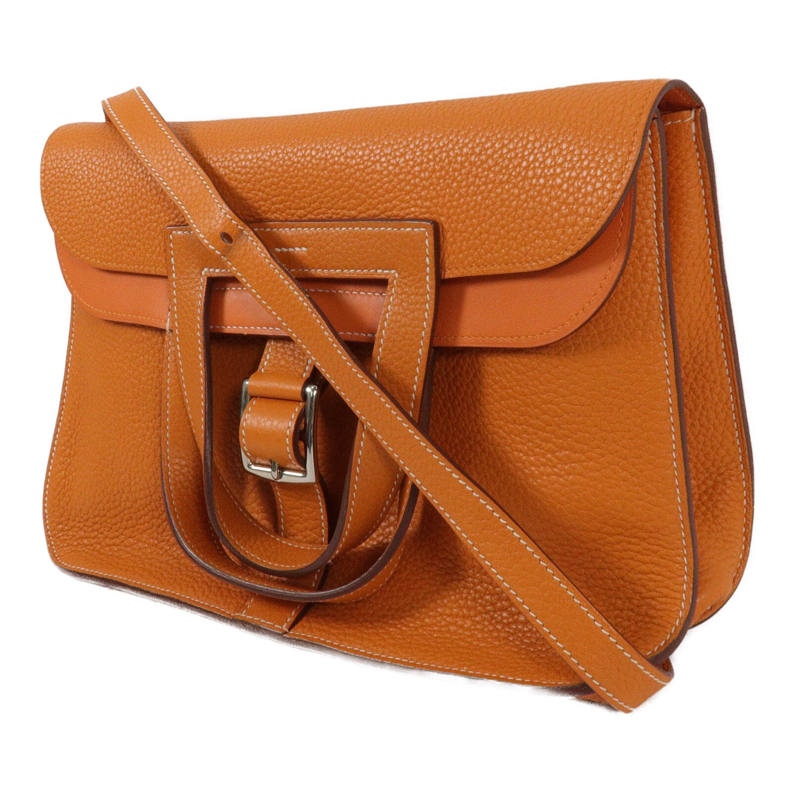 HERMES Clemence皮革Halzan 31手挽肩背兩用袋Orange