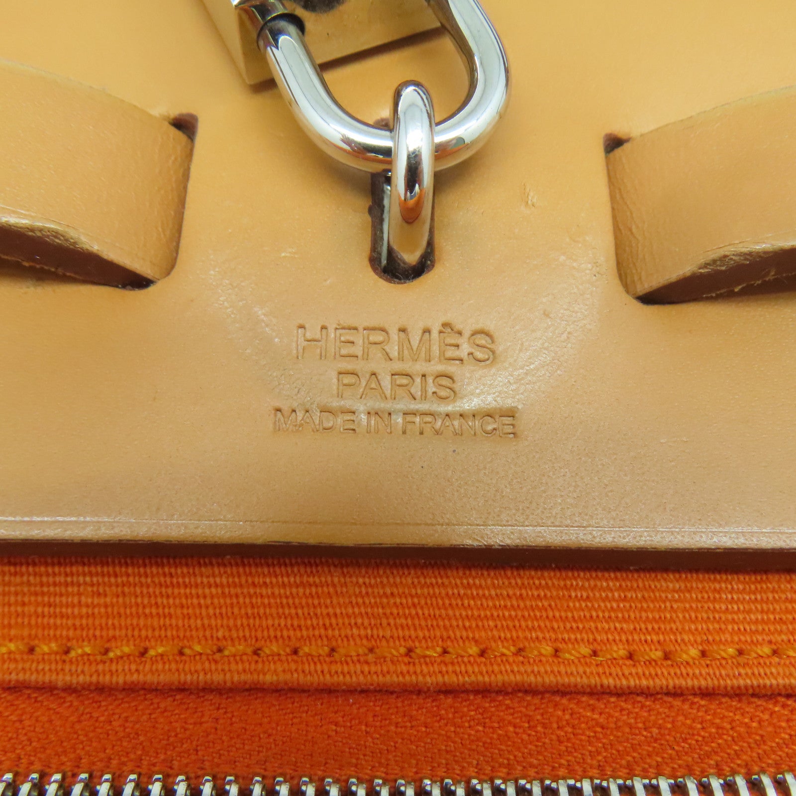 HERMES 【激減優惠】帆布Herbag PM銀扣手挽肩背兩用袋橙色