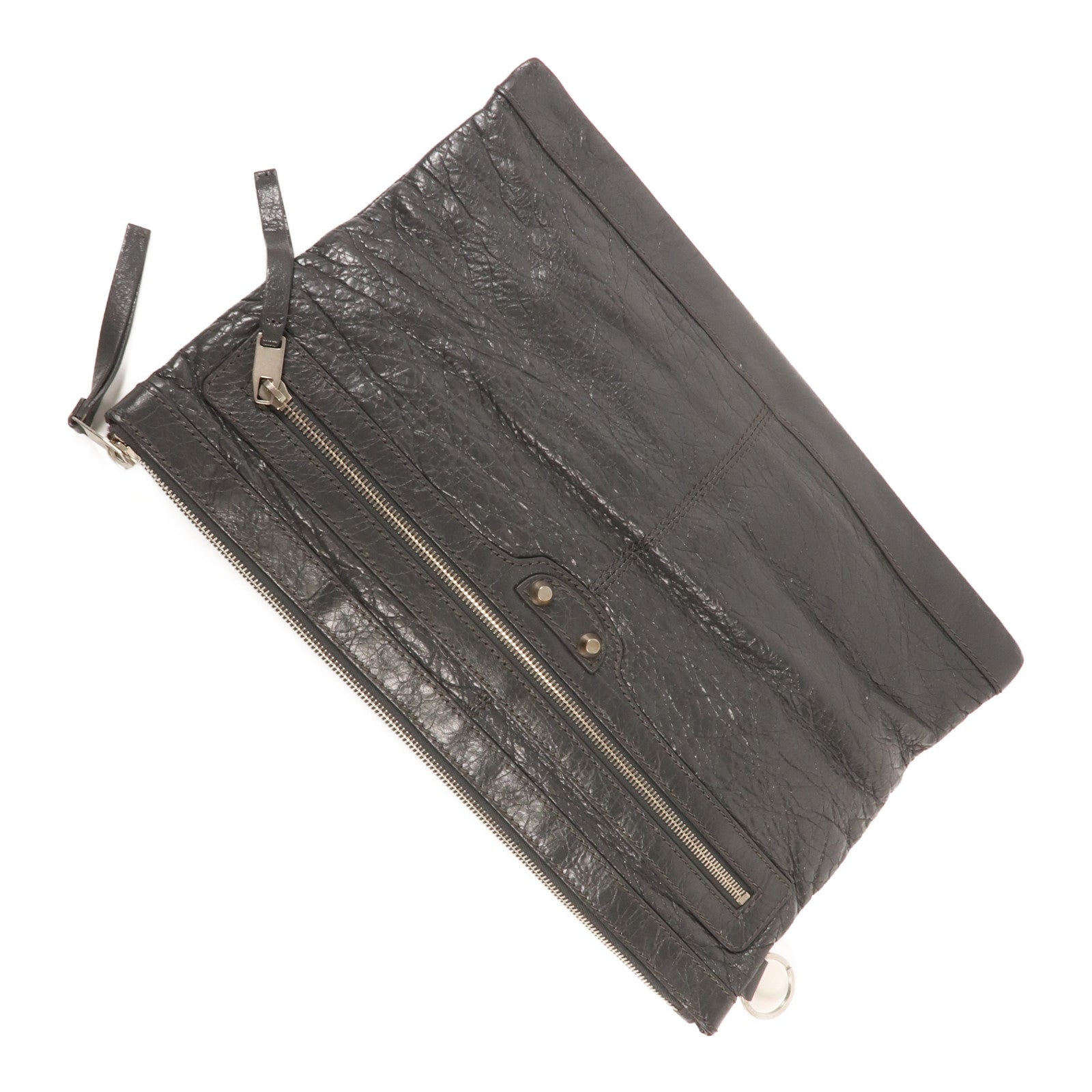 BALENCIAGA 牛皮皮革Classic City Large Pouch銀扣手拿包