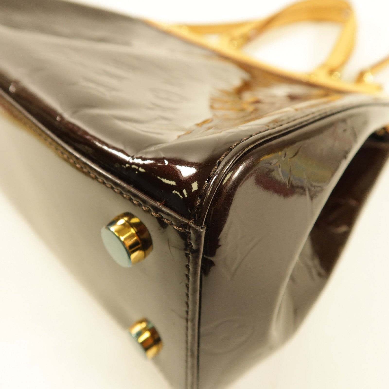 LOUIS VUITTON Monogram Vernis Brera MM金扣手挽肩背兩用袋酒紅色