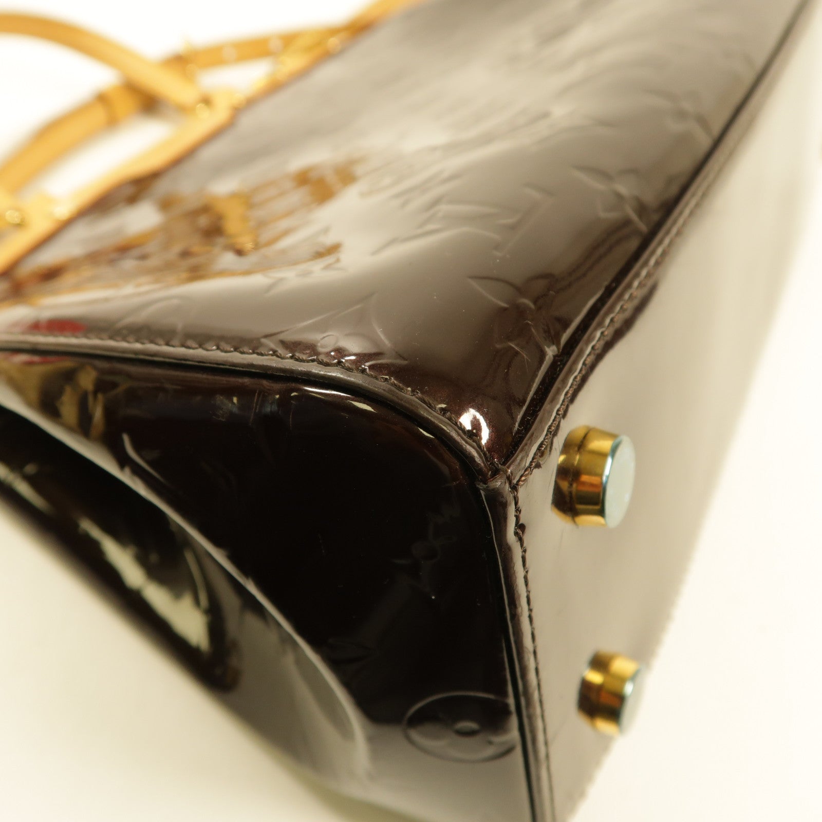 LOUIS VUITTON Monogram Vernis Brera MM金扣手挽肩背兩用袋酒紅色