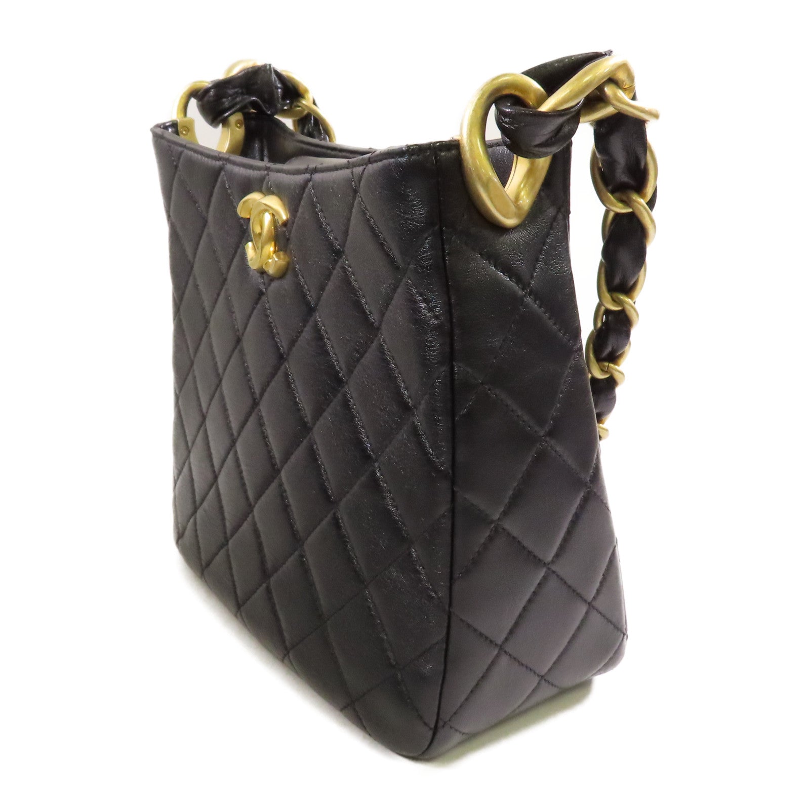 CHANEL 牛皮皮革Hobo金扣鏈帶肩背袋