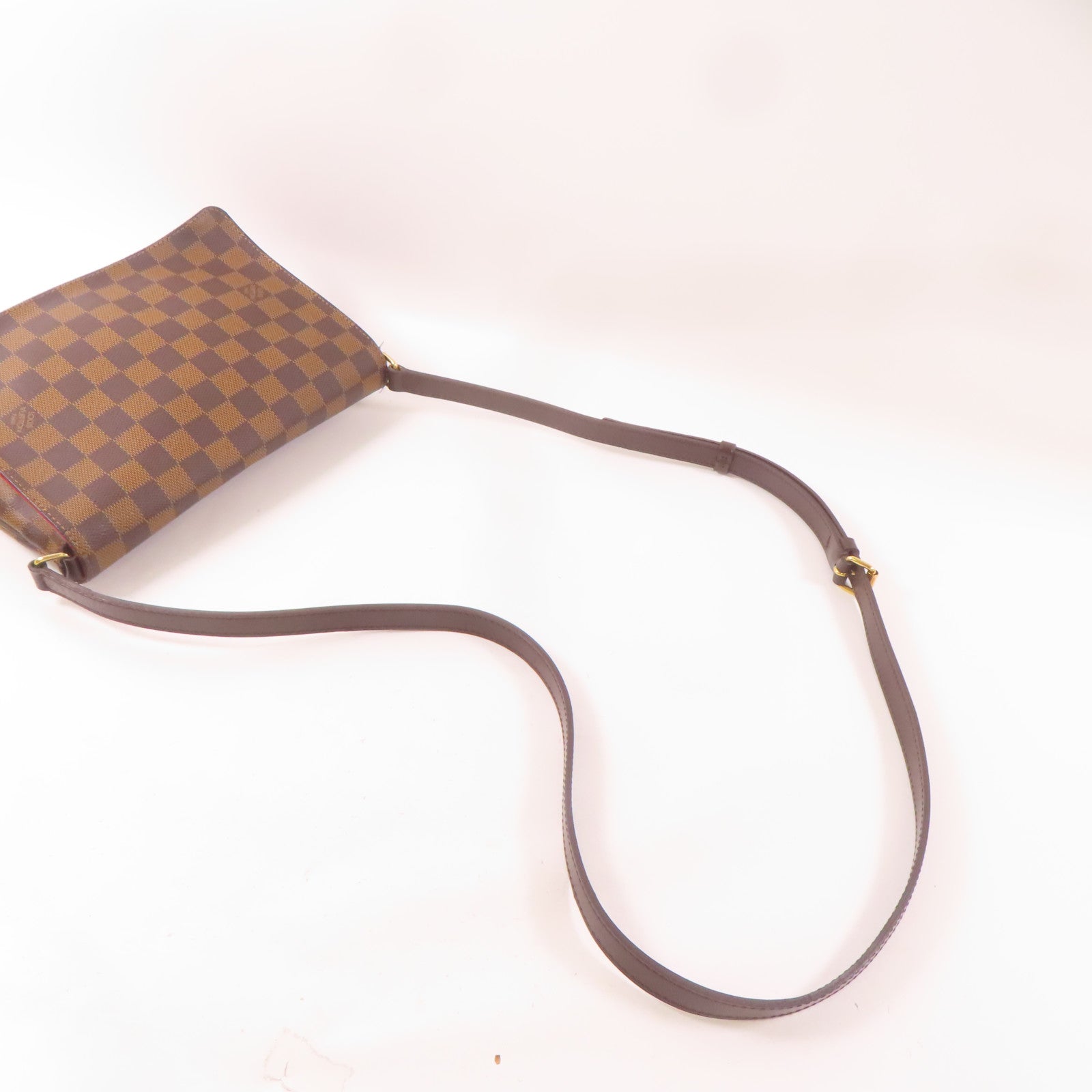 LOUIS VUITTON Damier Musette Tango金扣肩背袋棕色