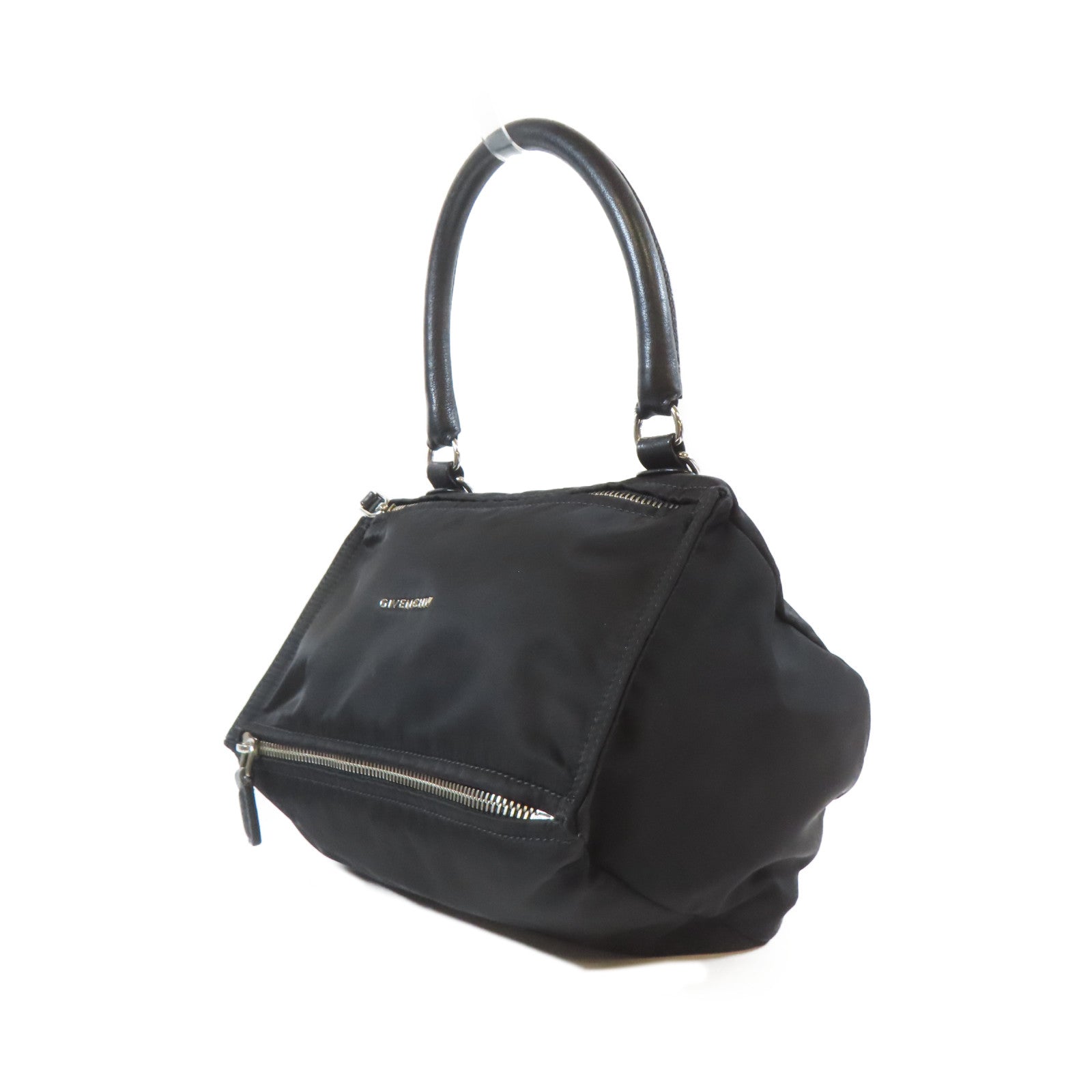 GIVENCHY 尼龍Pandora Bag銀扣手挽肩背兩用袋黑色