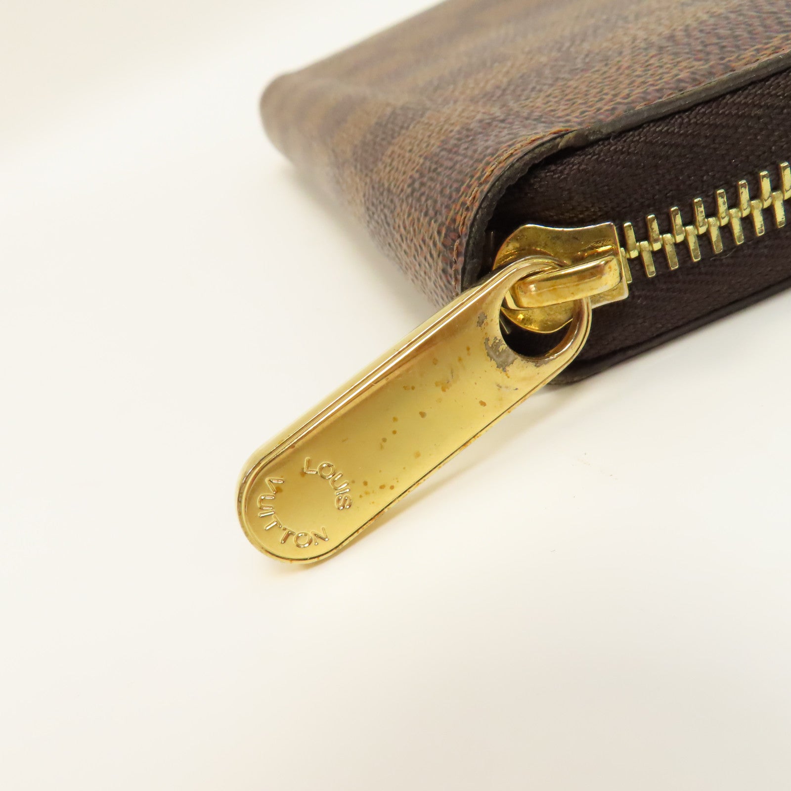 LOUIS VUITTON Damier Zipper Wallet金扣長錢包啡色