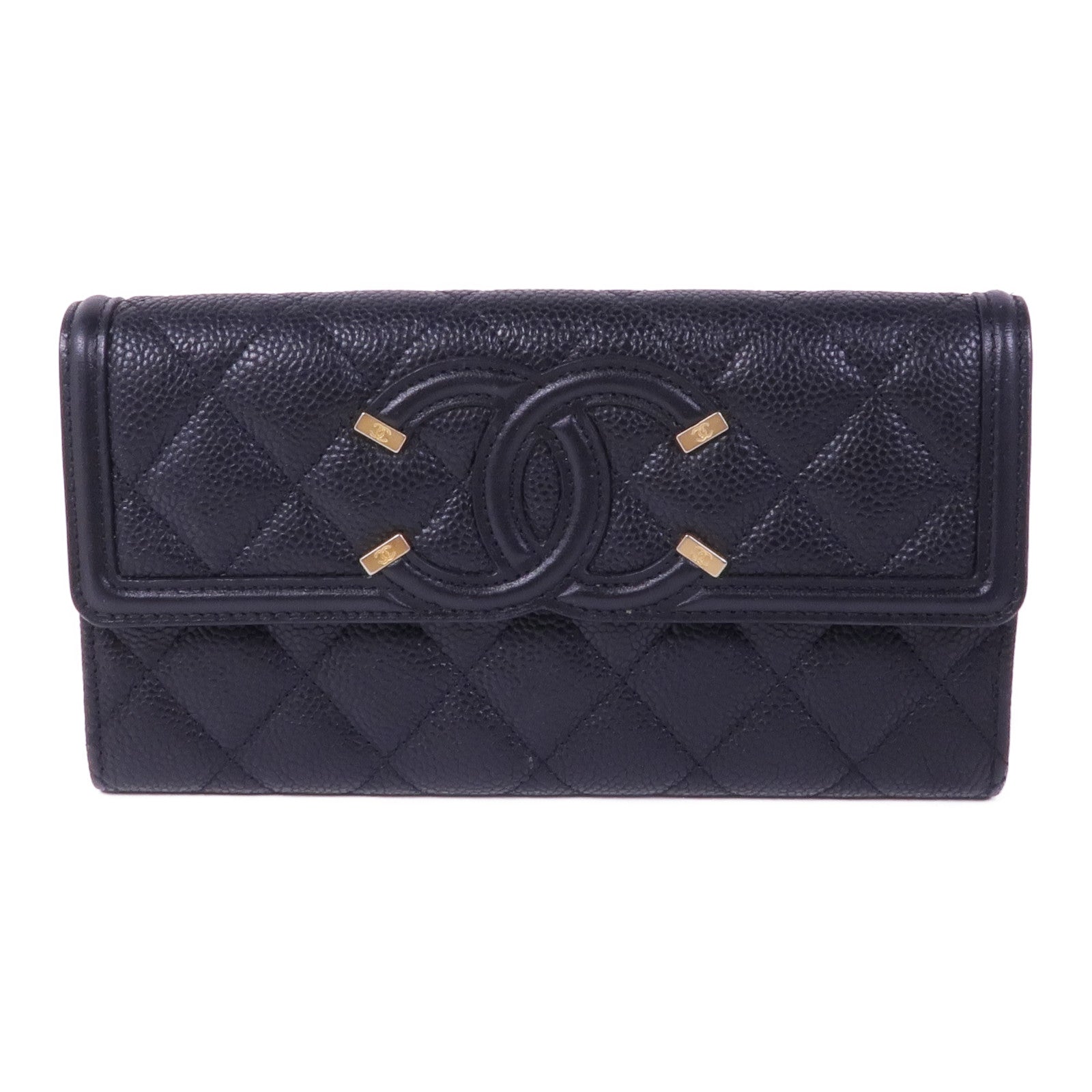 CHANEL 牛皮皮革Vanity CC金扣錢包