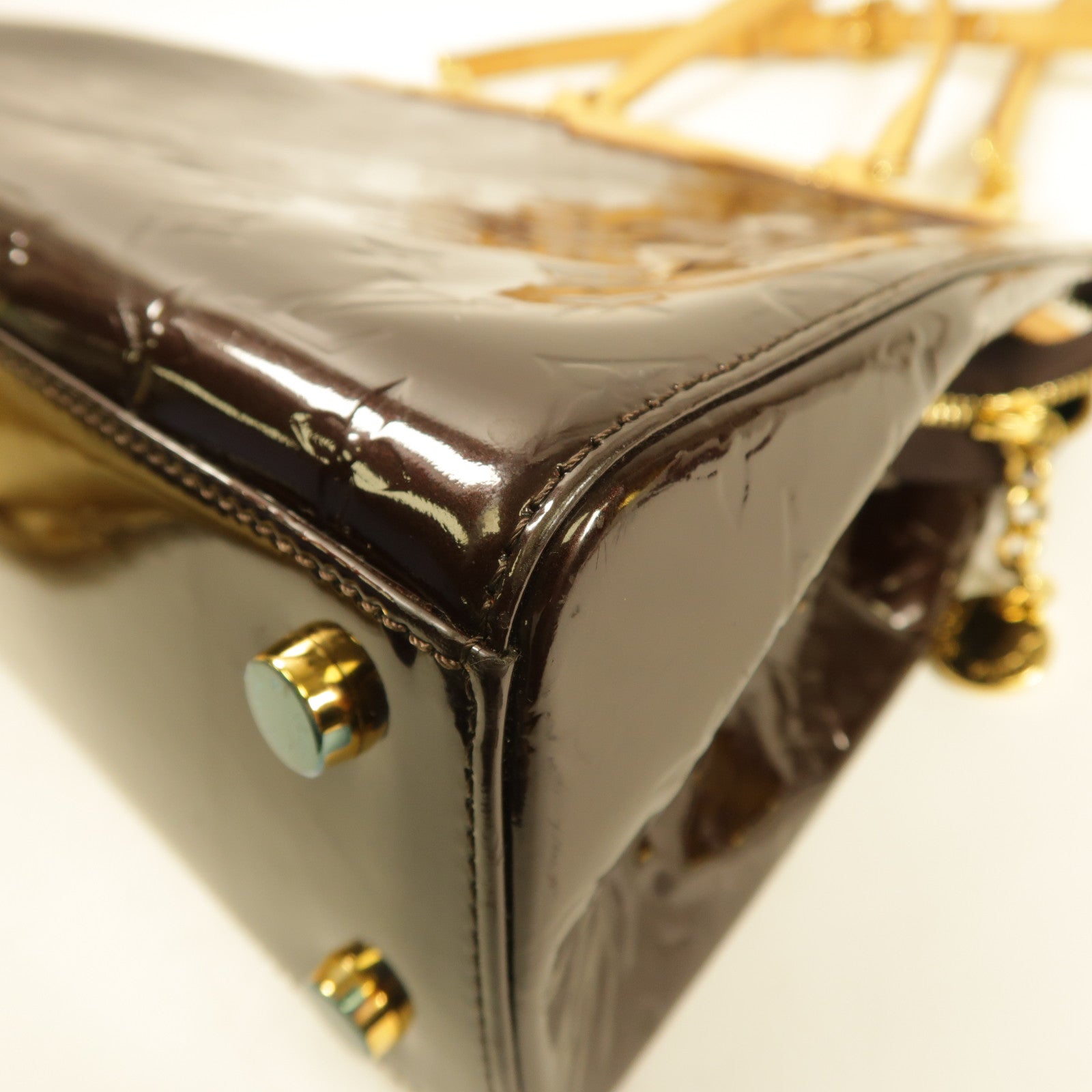 LOUIS VUITTON Monogram Vernis Brera MM金扣手挽肩背兩用袋酒紅色