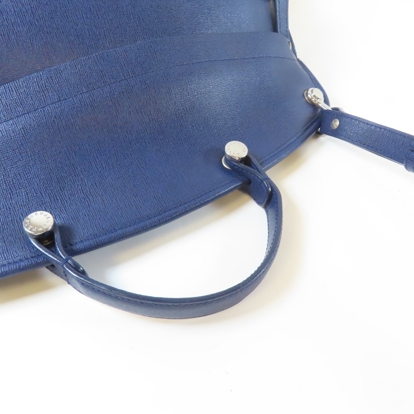 Furla 牛皮皮革2 Way Shoulder Bag銀扣手挽肩背兩用袋藍色