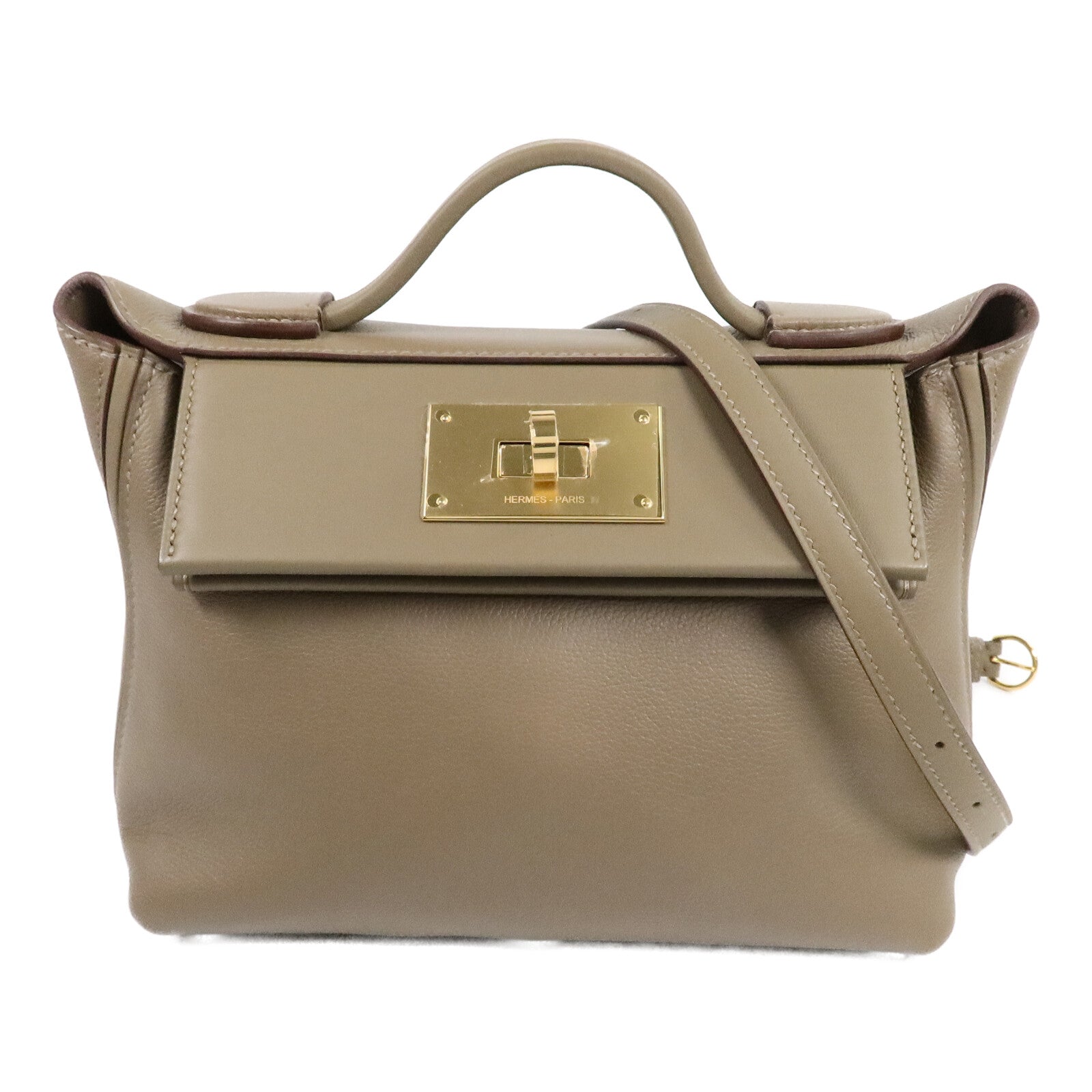 HERMES Evercolor皮革24/24 Mini手挽肩背兩用袋Etoupe