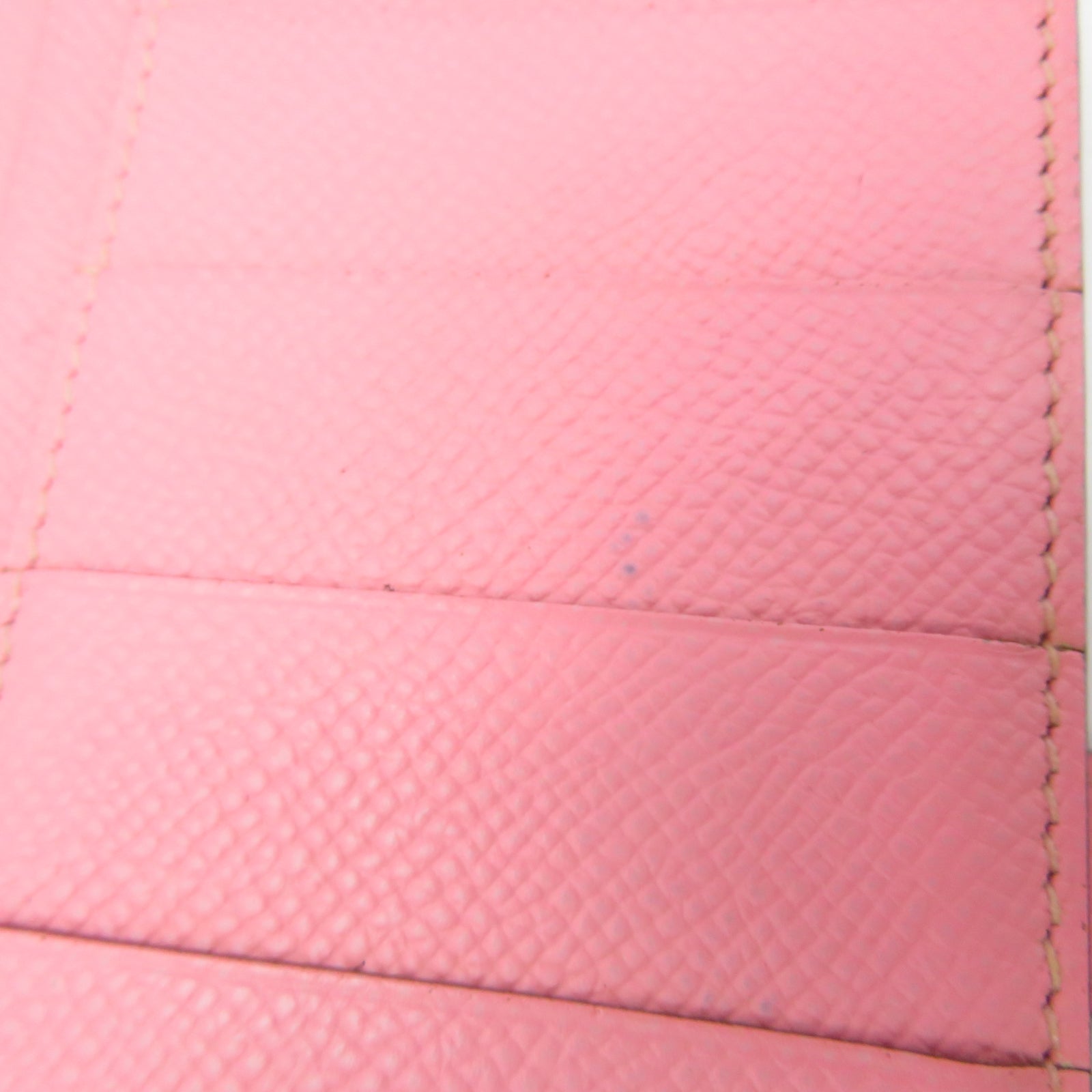 HERMES Epsom Leather Bearn Bi Fold Silver Buckle Long Wallet Pink