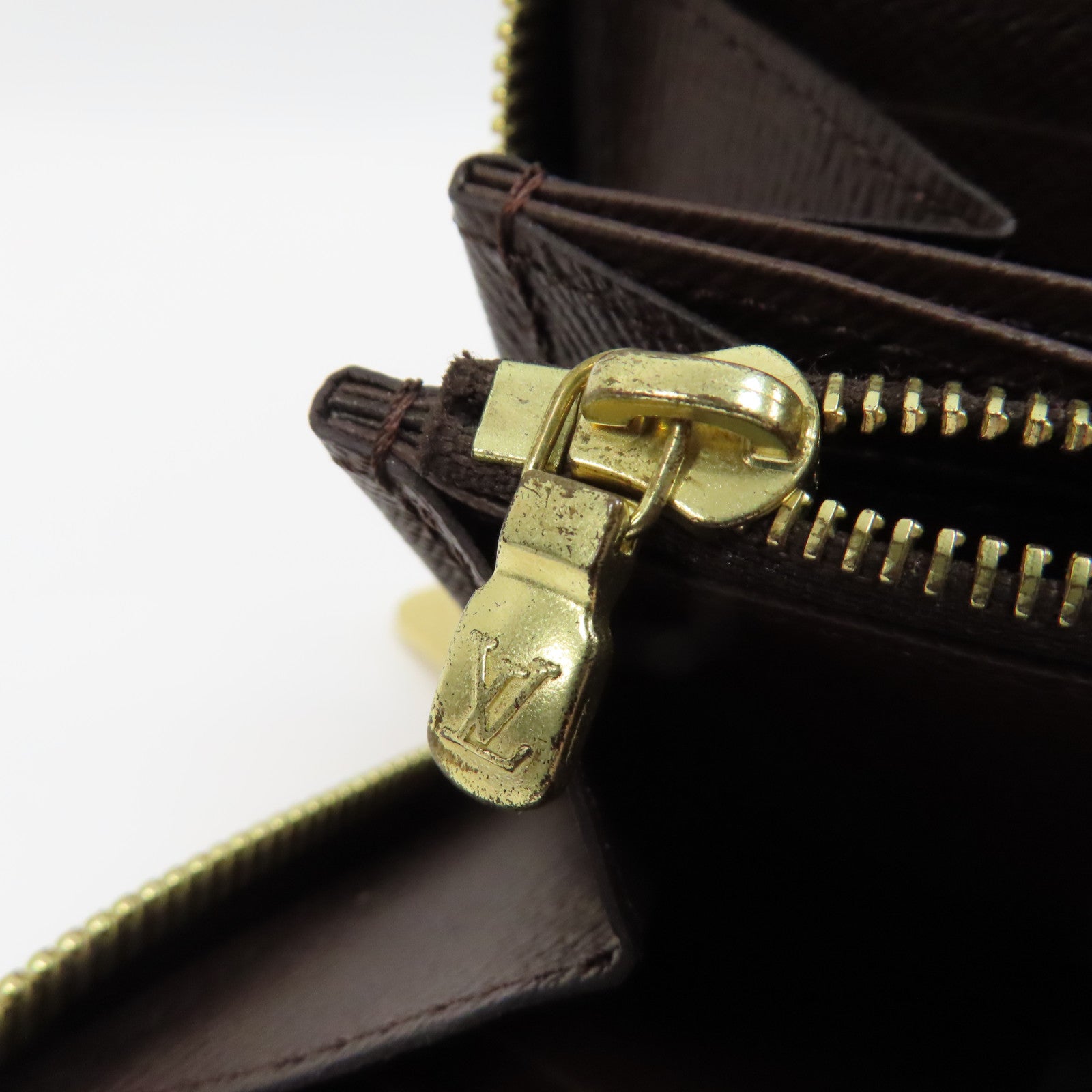 LOUIS VUITTON Damier Zipper Wallet金扣長錢包啡色