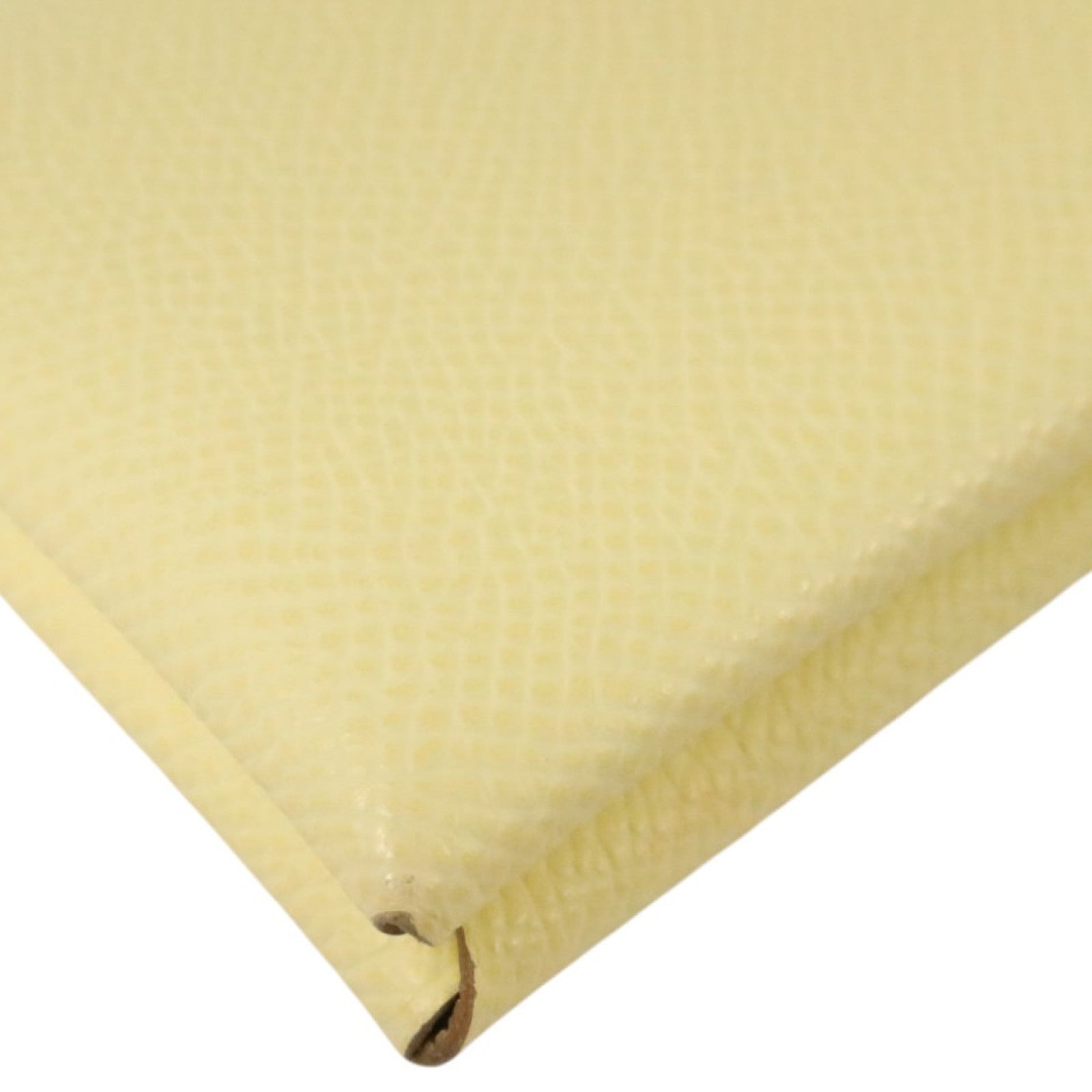HERMES Epsom皮革Calvi銀扣卡片套Jaune Milton