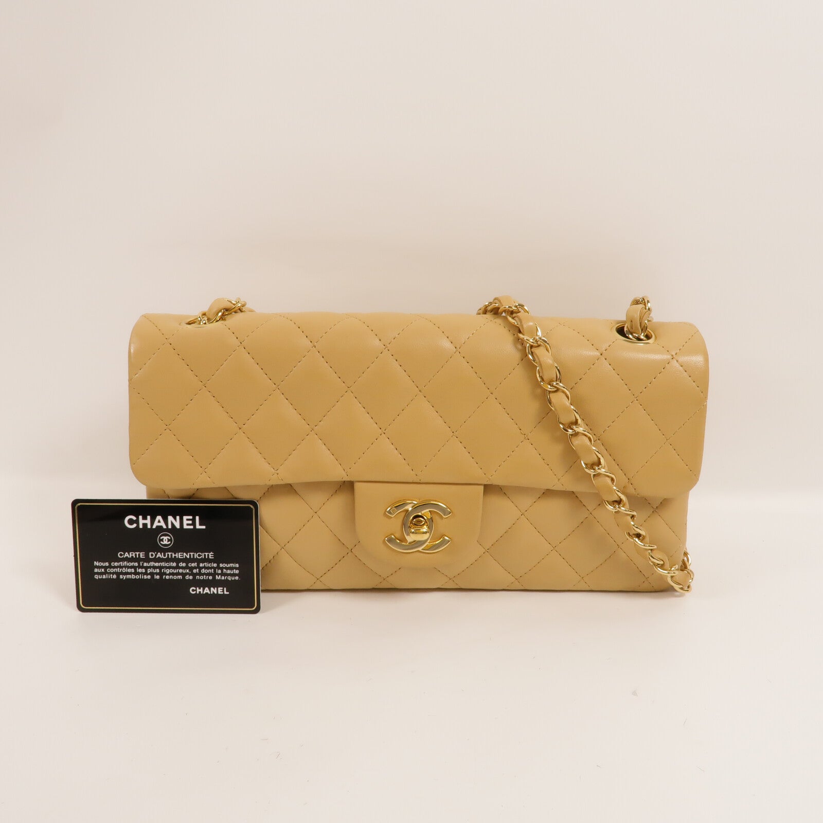 CHANEL 羊皮皮革Chain Shoulder金扣鏈帶肩背袋
