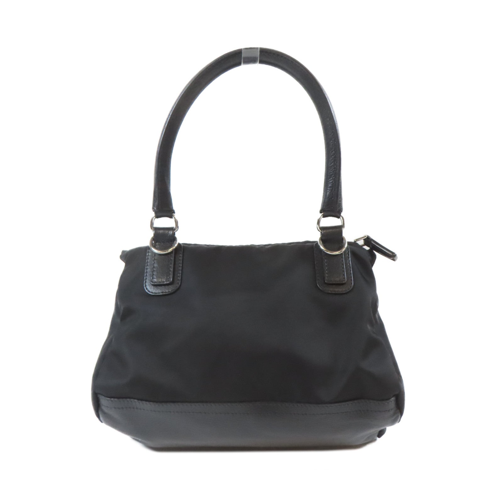 GIVENCHY 尼龍Pandora Bag銀扣手挽肩背兩用袋黑色