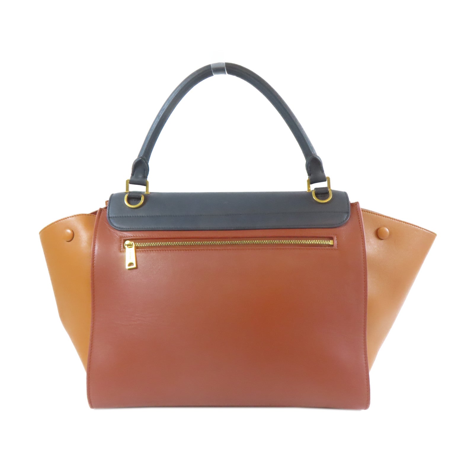 CELINE 【激減優惠】牛皮皮革Trapeze金扣手挽肩背兩用袋啡色/藍色