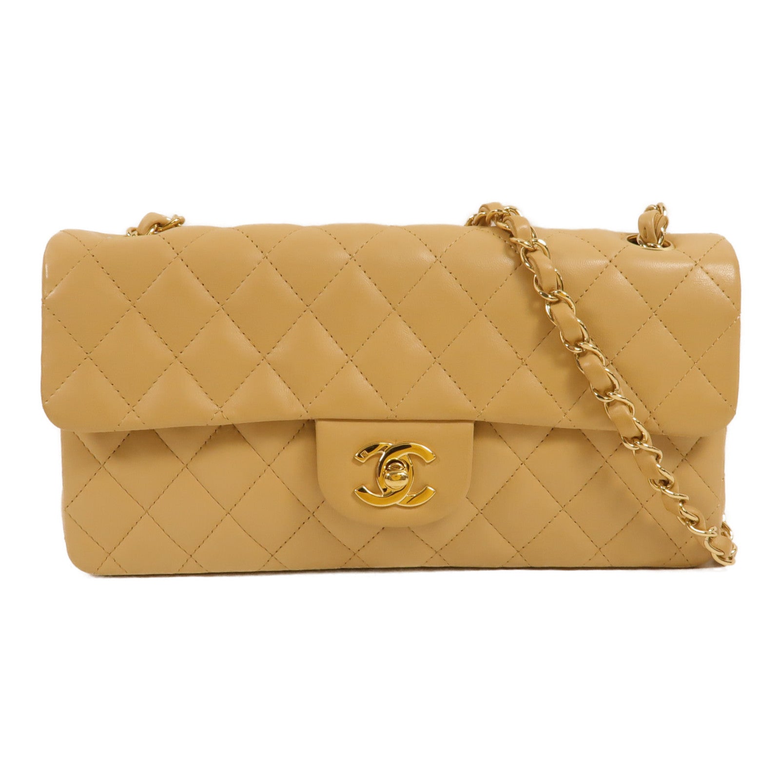 CHANEL 羊皮皮革Chain Shoulder金扣鏈帶肩背袋