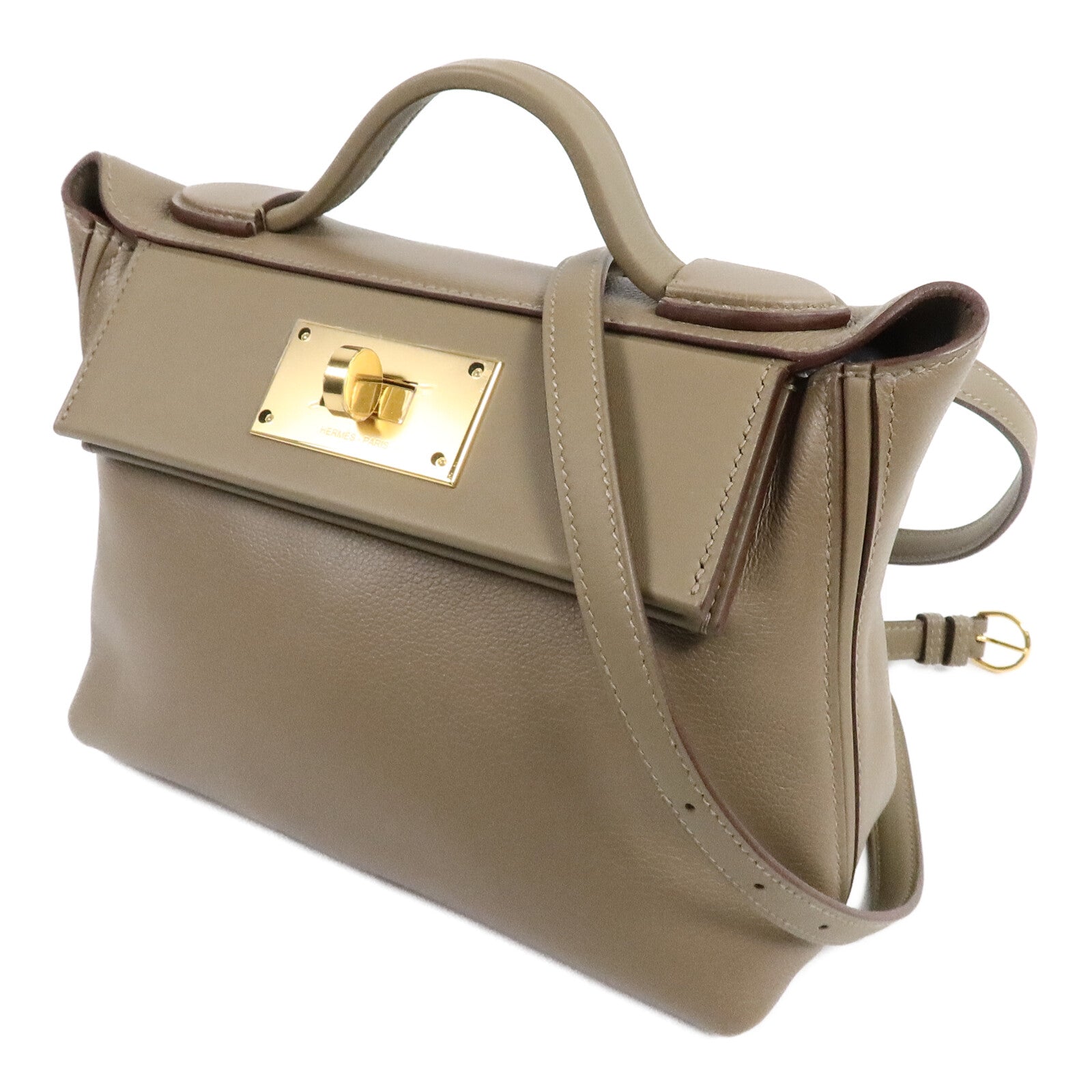 HERMES Evercolor皮革24/24 Mini手挽肩背兩用袋Etoupe