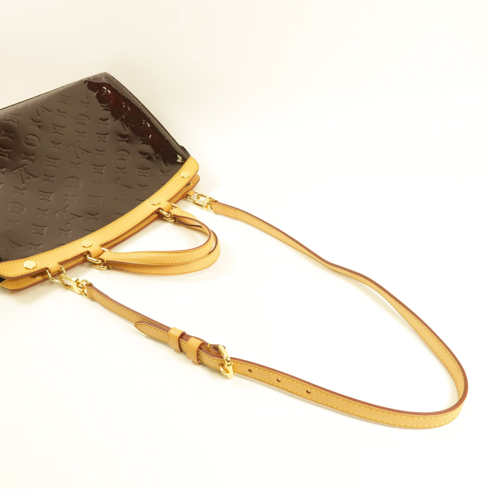 LOUIS VUITTON 【激減優惠】Monogram Vernis Brera MM金扣手挽肩背兩用袋酒紅色