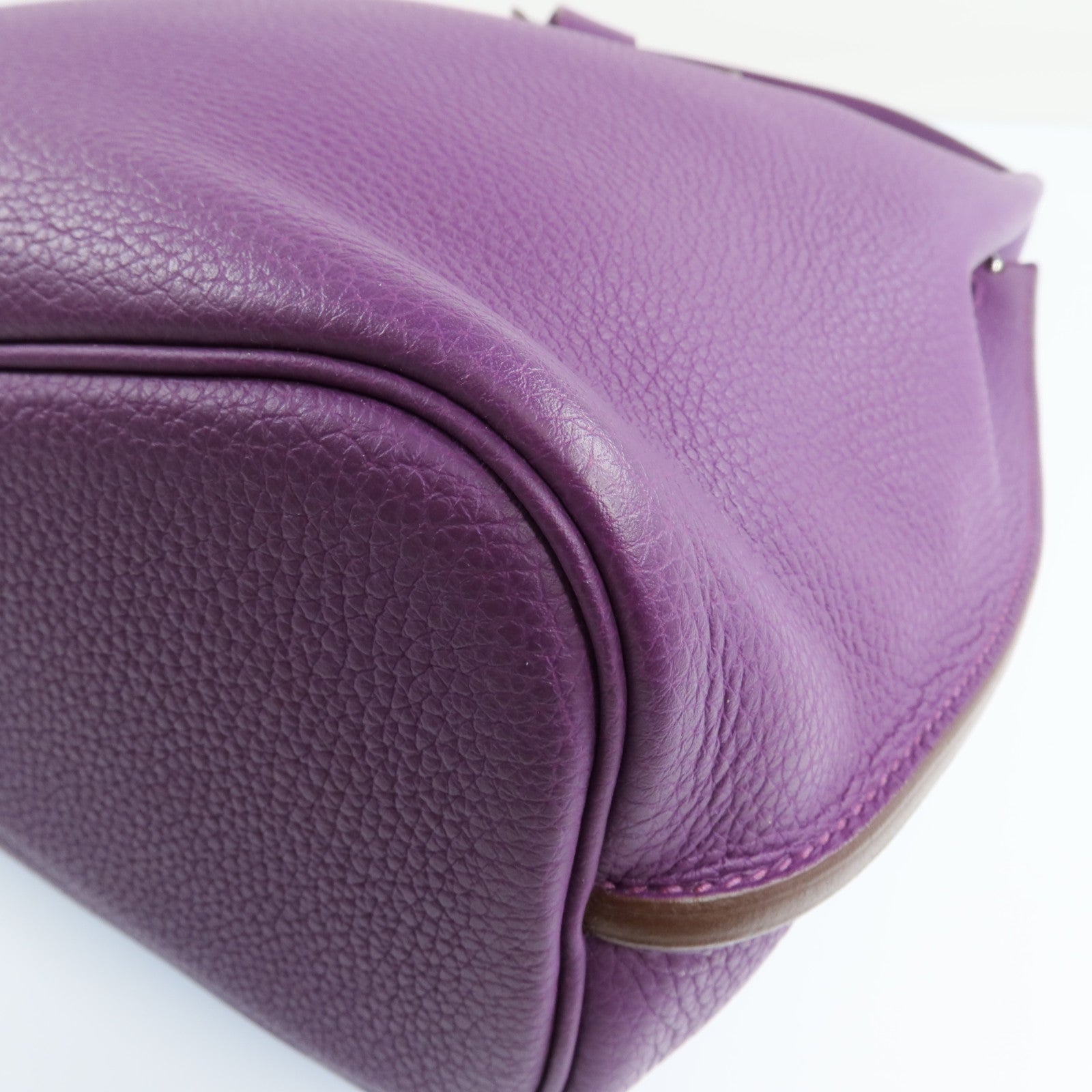 HERMES Clemence皮革So Kelly 22銀扣肩背袋Anemone