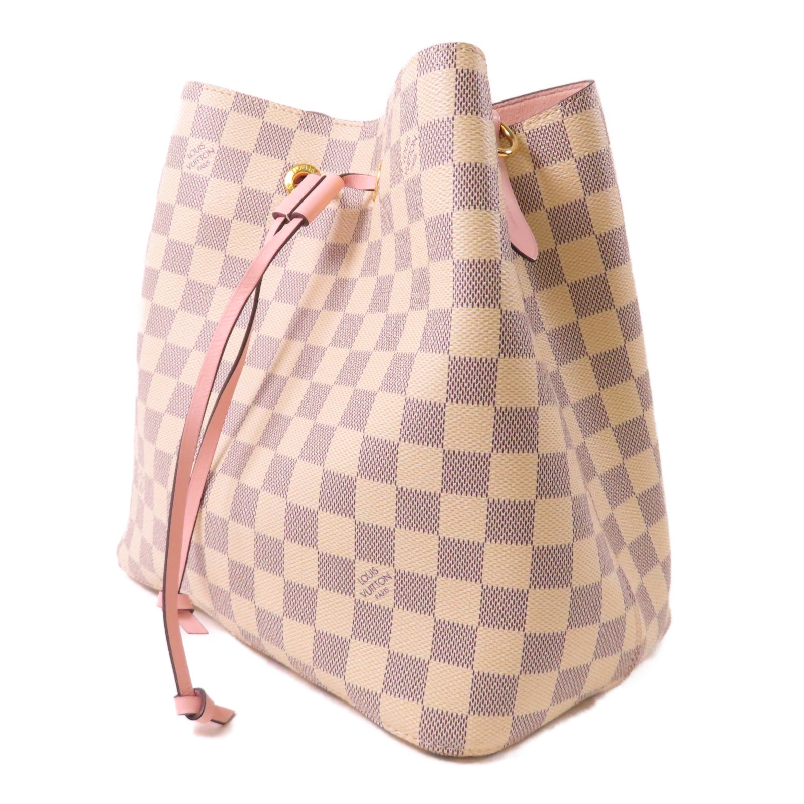 LOUIS VUITTON 【激減優惠】Damier Azur Neo Noe金扣肩背袋白色/粉紅色