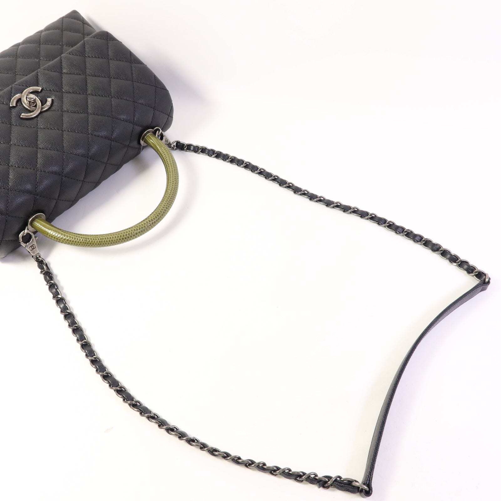 CHANEL 牛皮皮革/蜥蝪皮革Coco Handle Large手挽肩背兩用袋