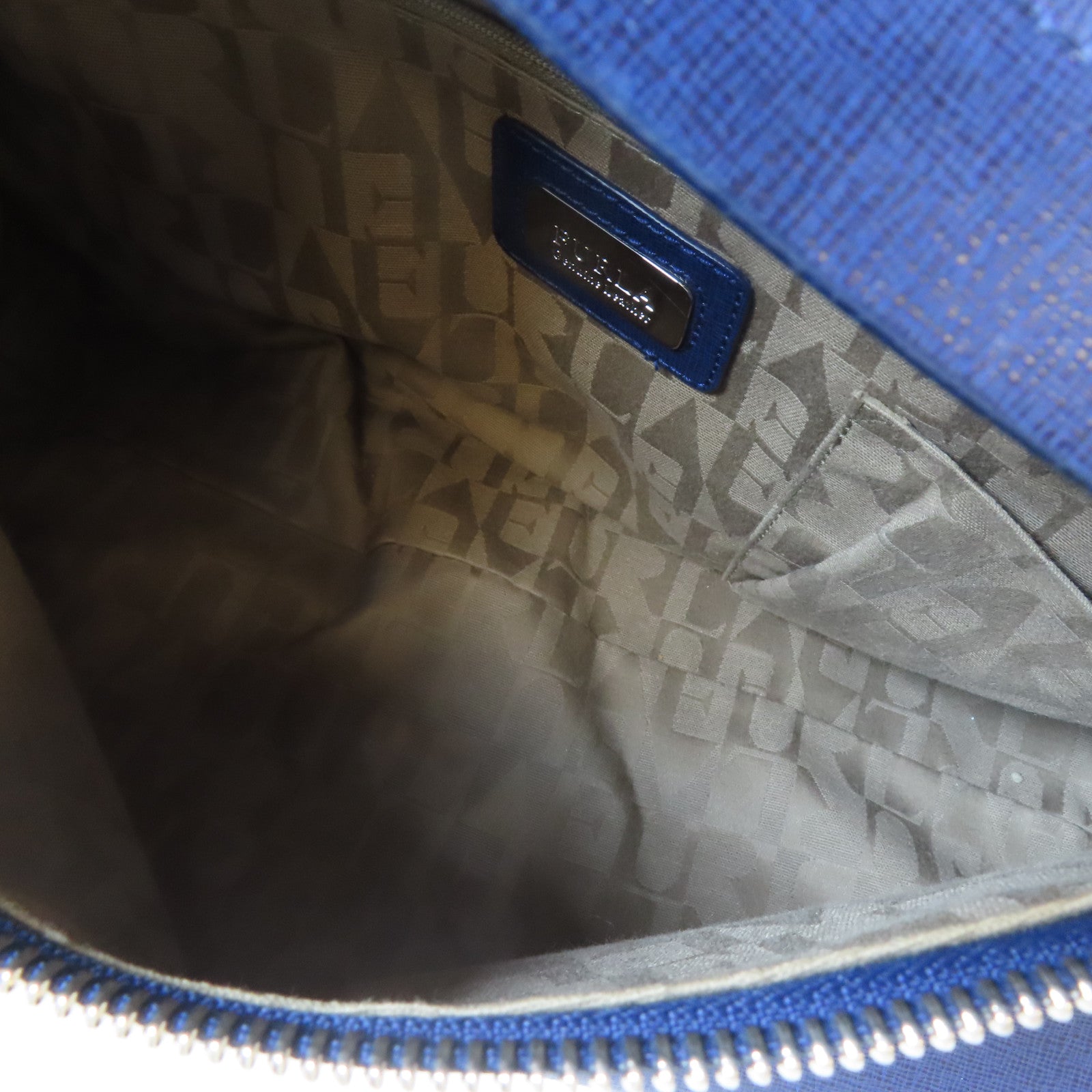 Furla 牛皮皮革2 Way Shoulder Bag銀扣手挽肩背兩用袋藍色
