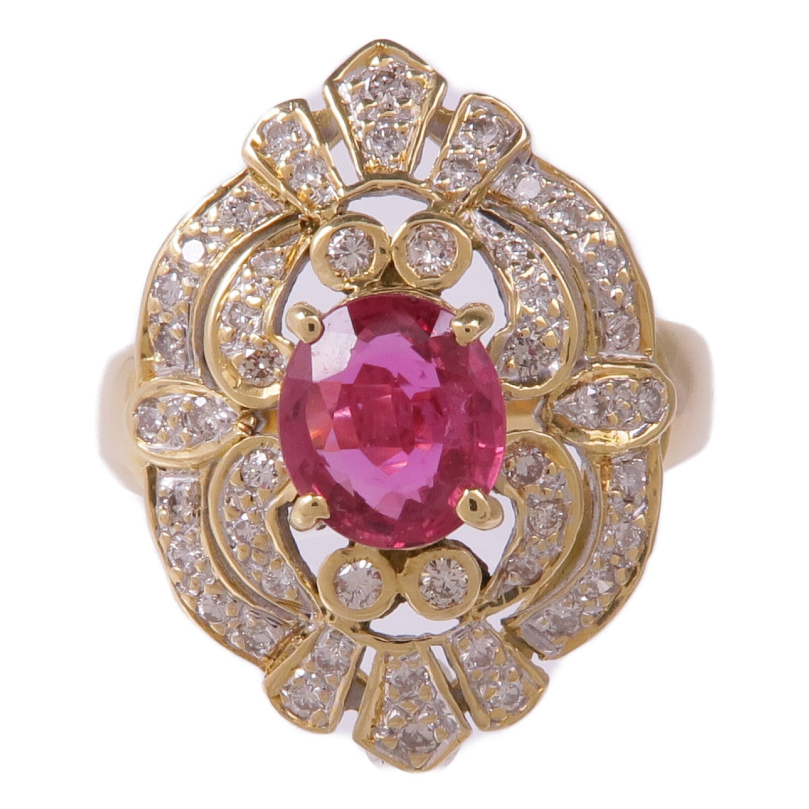 JEWELRY 18K黃金Ruby Diamond Ring紅寶石/鑽石US#6.75