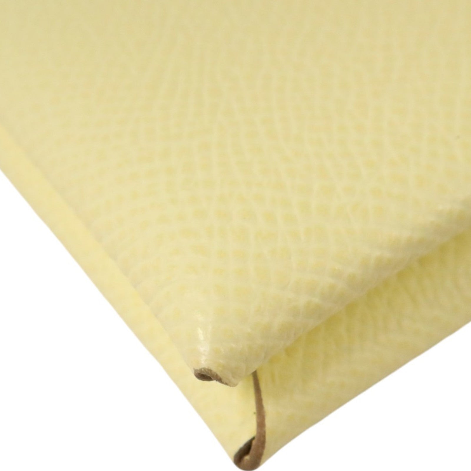 HERMES Epsom皮革Calvi銀扣卡片套Jaune Milton