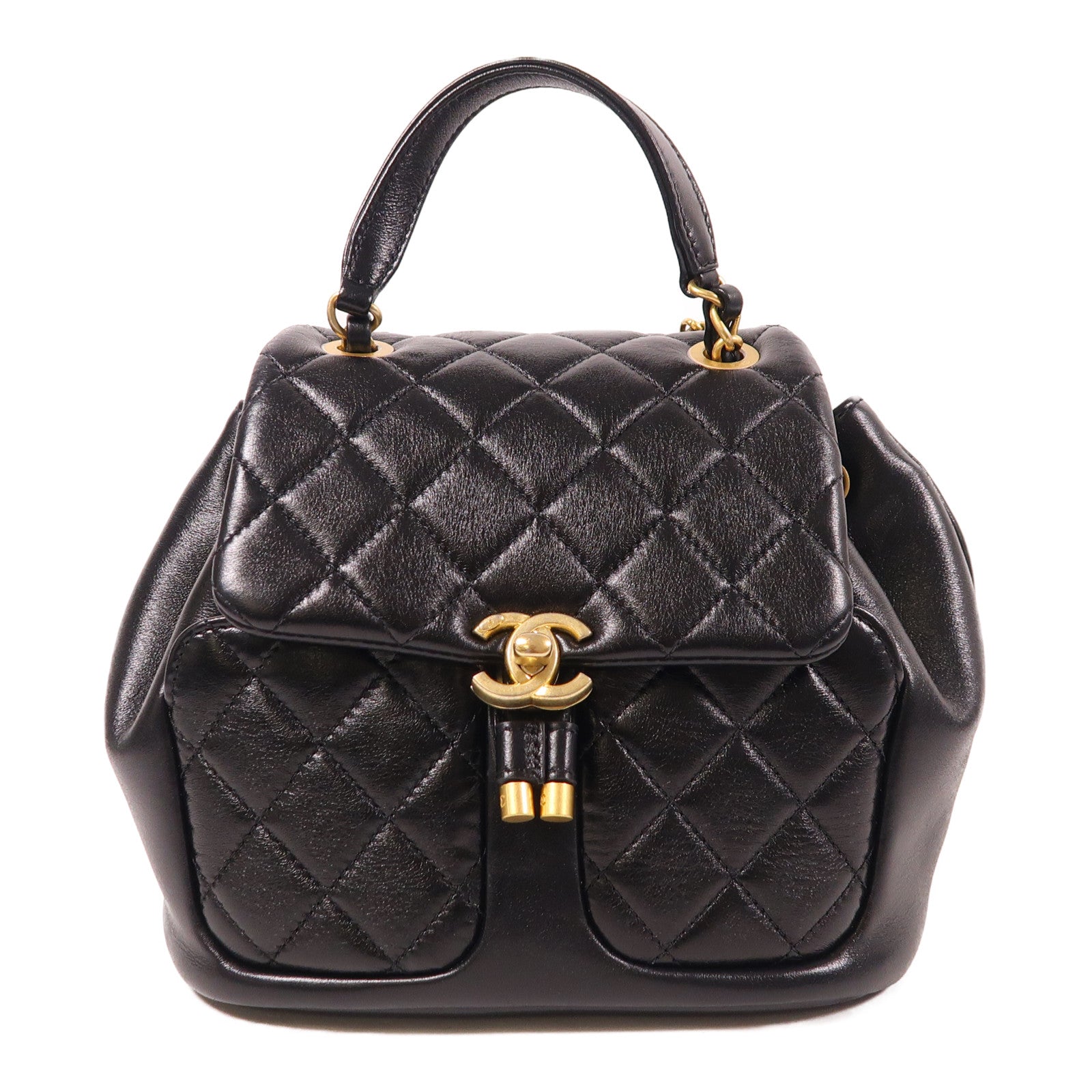 CHANEL 羊皮皮革Backpack金扣背包
