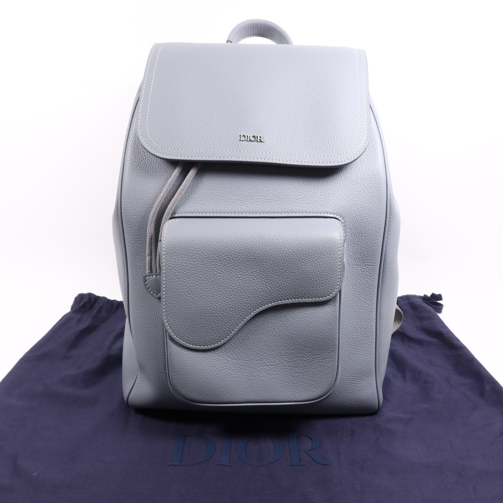 Dior 牛皮皮革Saddle Backpack銀扣背包