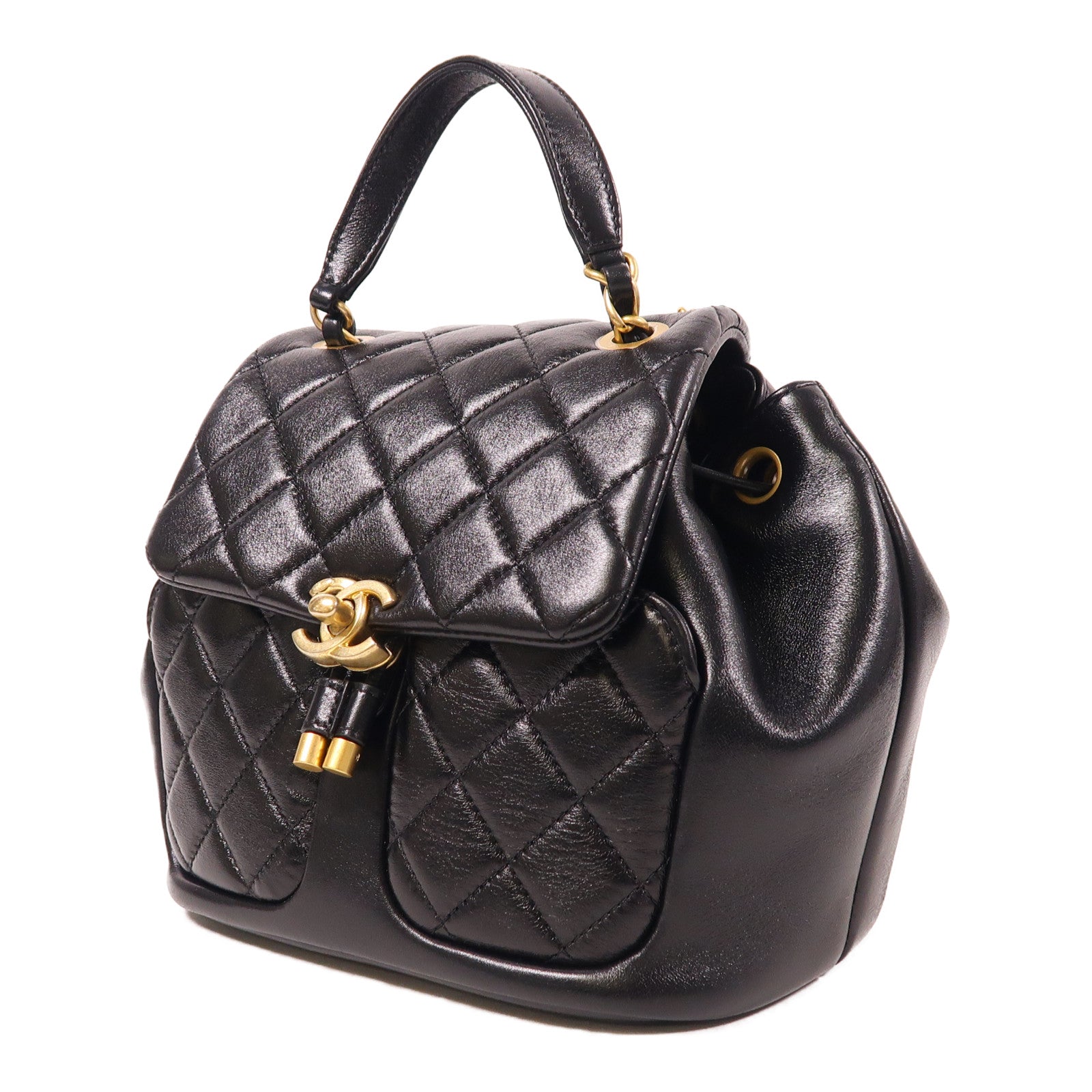 CHANEL 羊皮皮革Backpack金扣背包
