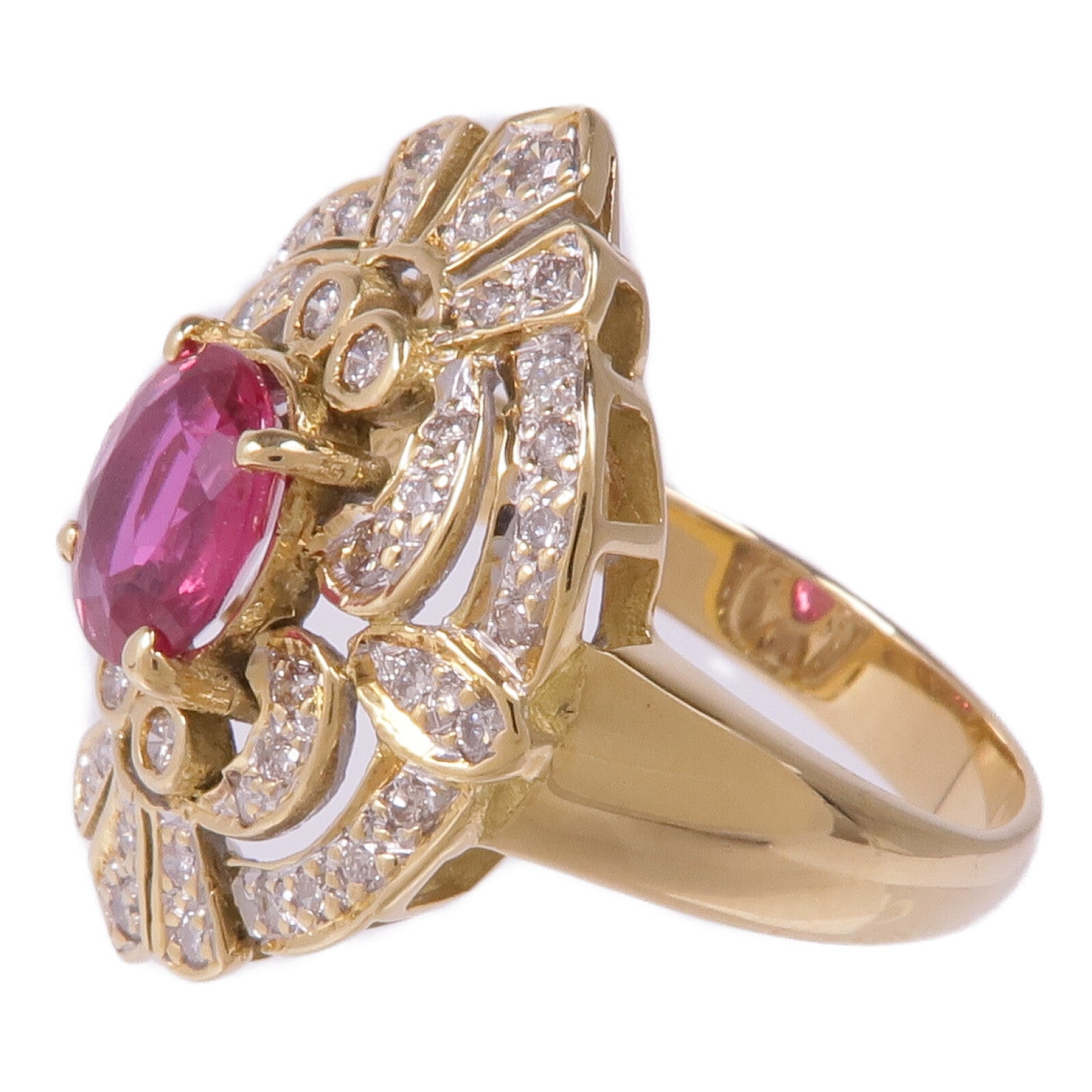 JEWELRY 18K黃金Ruby Diamond Ring紅寶石/鑽石US#6.75