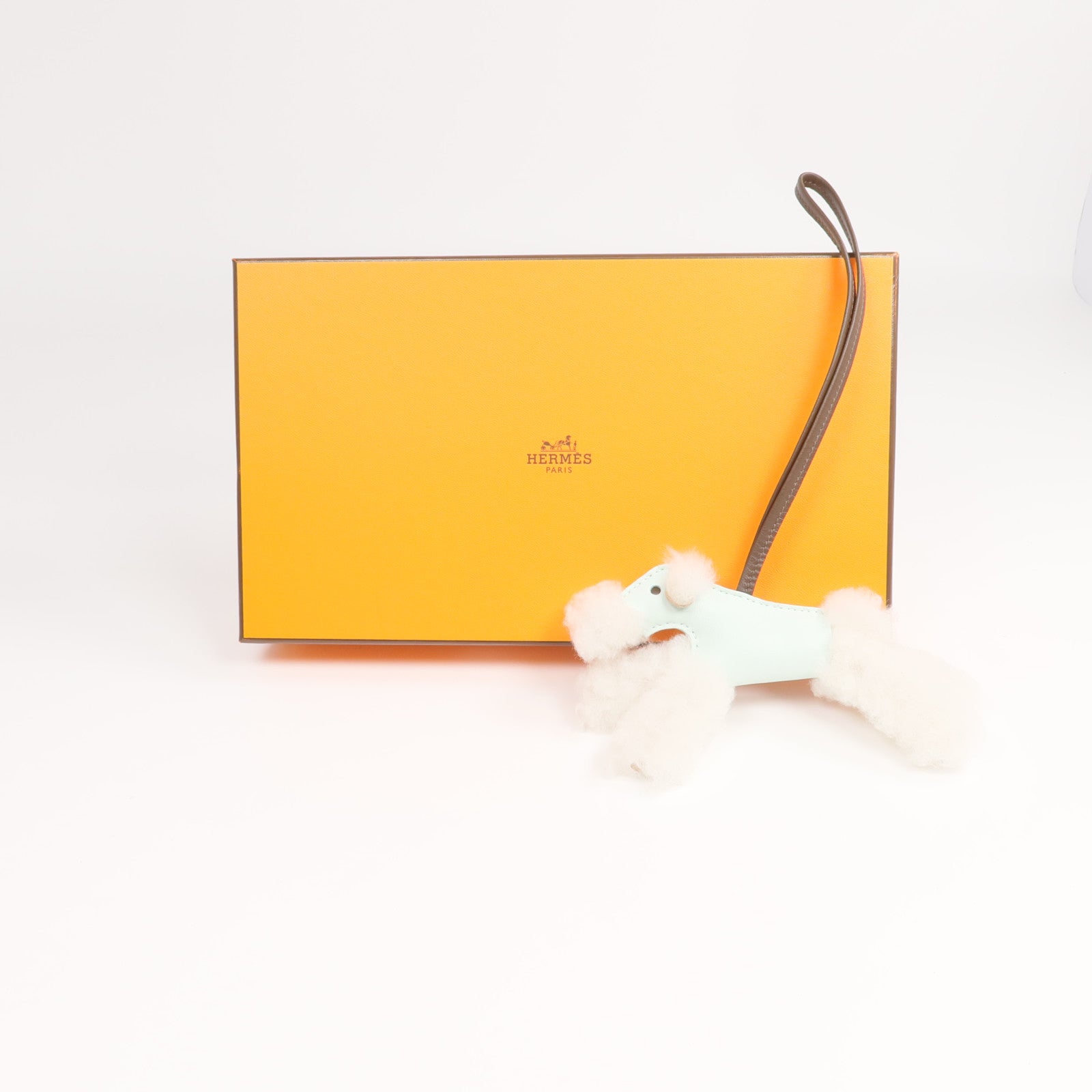 HERMES Milo皮革/羊毛Budy Charm掛飾Vert Peppermint/Chocolat