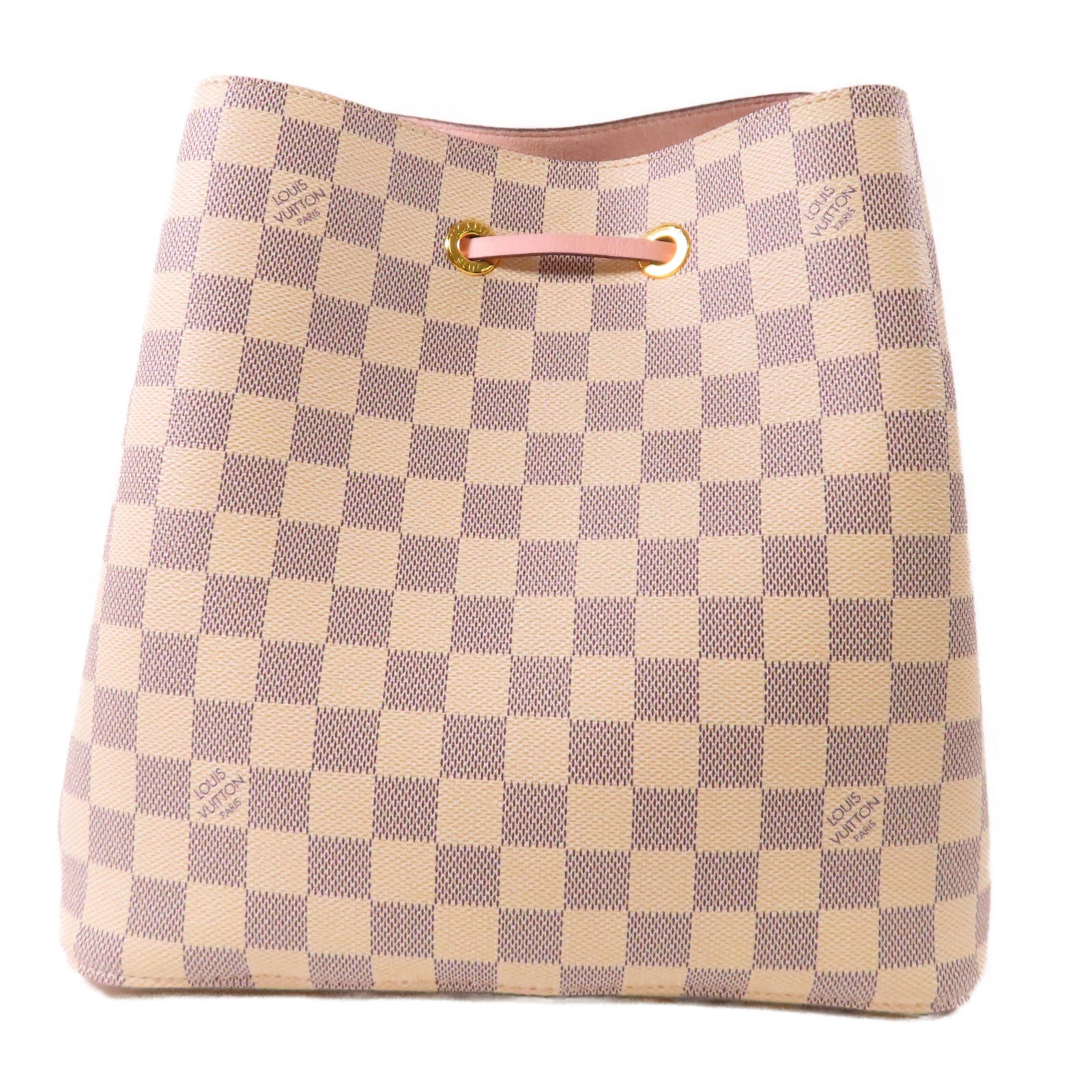 LOUIS VUITTON 【激減優惠】Damier Azur Neo Noe金扣肩背袋白色/粉紅色