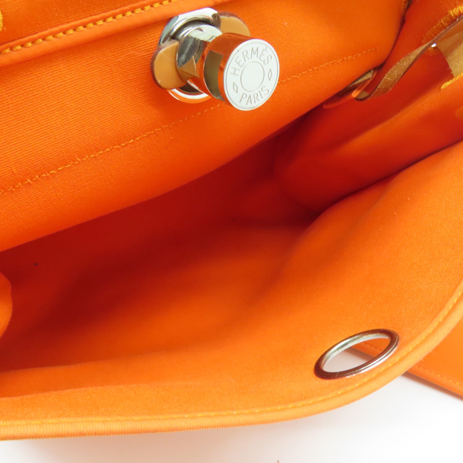 HERMES 【激減優惠】帆布Herbag PM銀扣手挽肩背兩用袋橙色