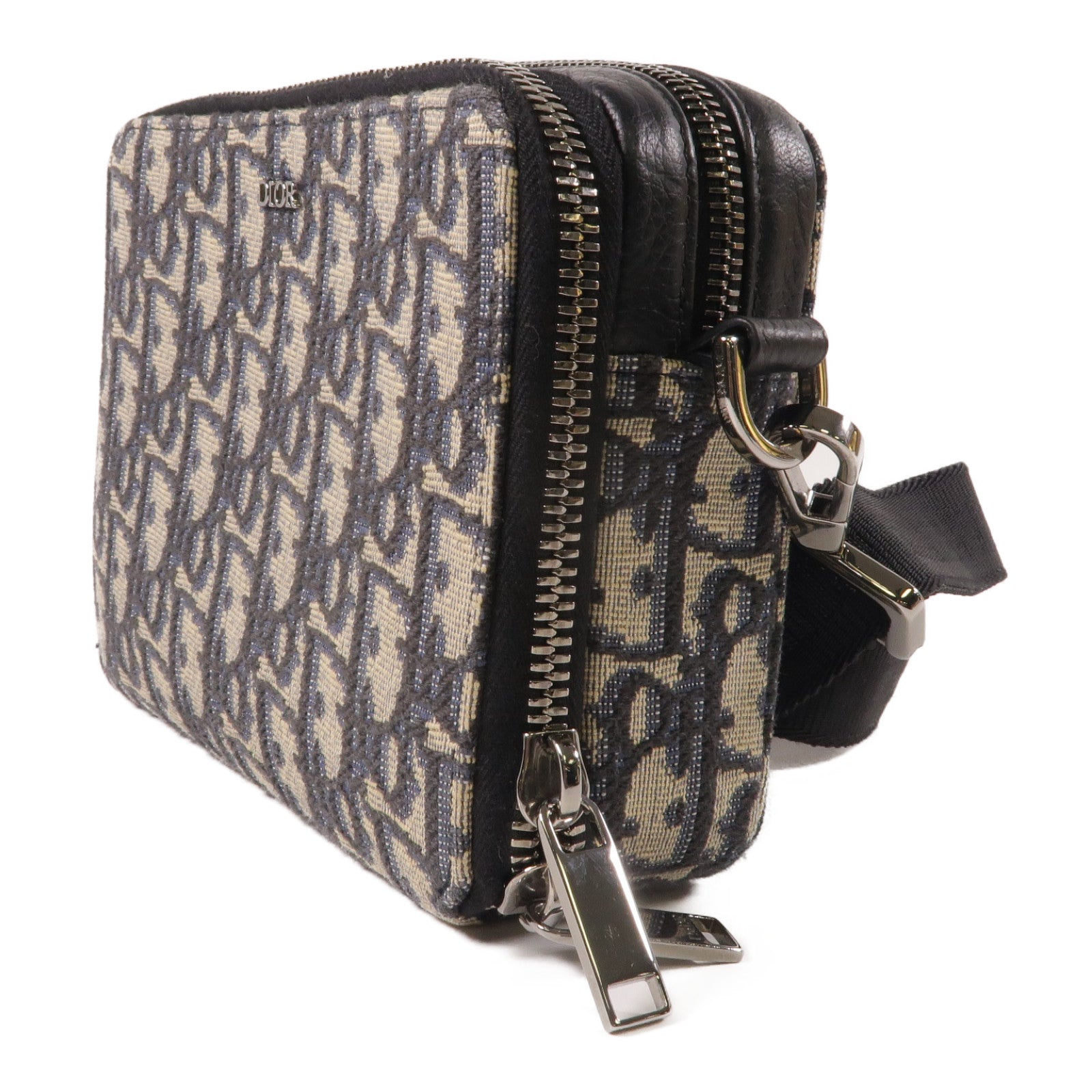 Dior 帆布Oblique Camera銀扣肩背袋藍色
