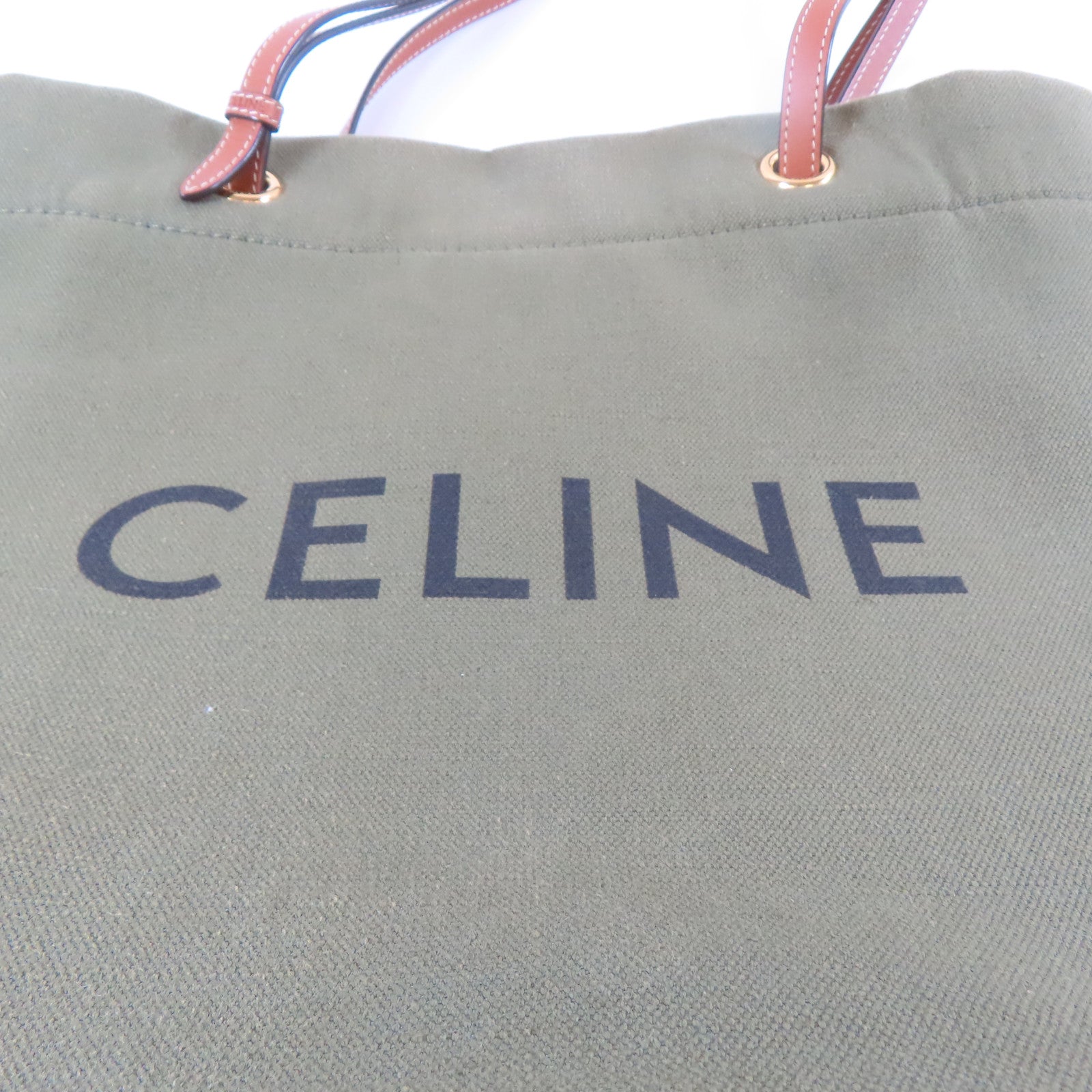 CELINE 【激減優惠】帆布Tote Bag金扣手挽袋綠色