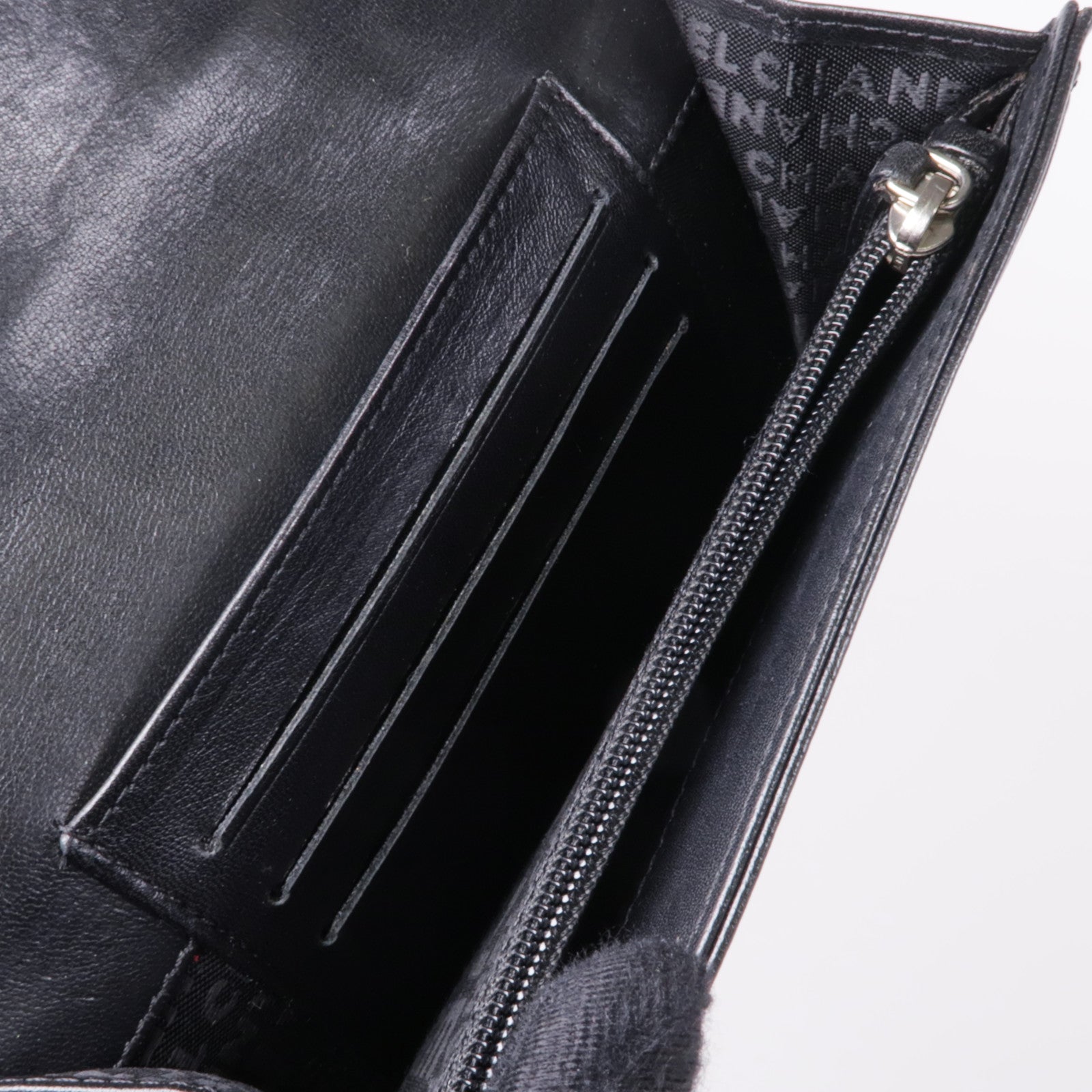 CHANEL 牛皮皮革Vintage Long Wallet銀扣長錢包