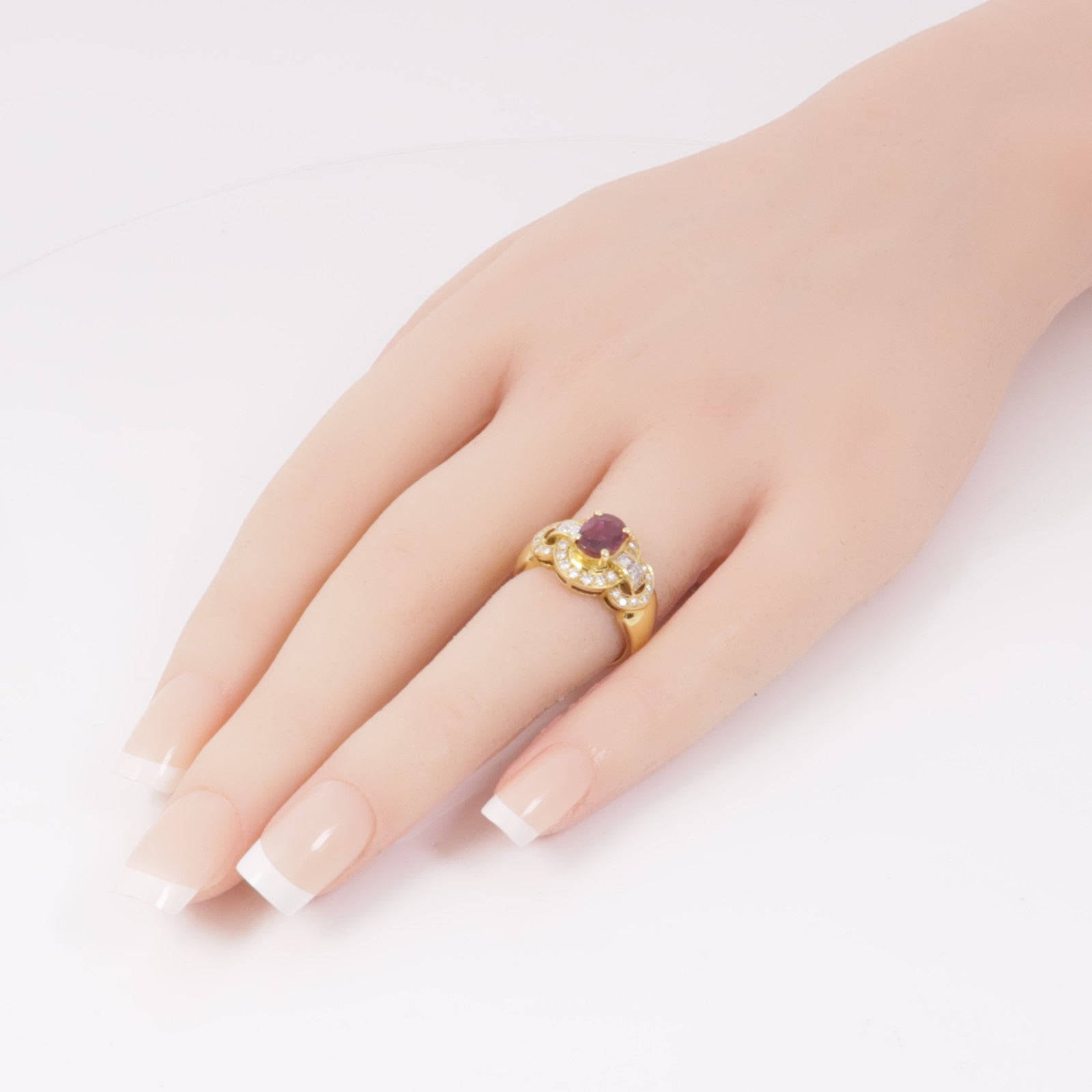 JEWELRY Ruby Diamond Ring 18K Yellow Gold US#6.25