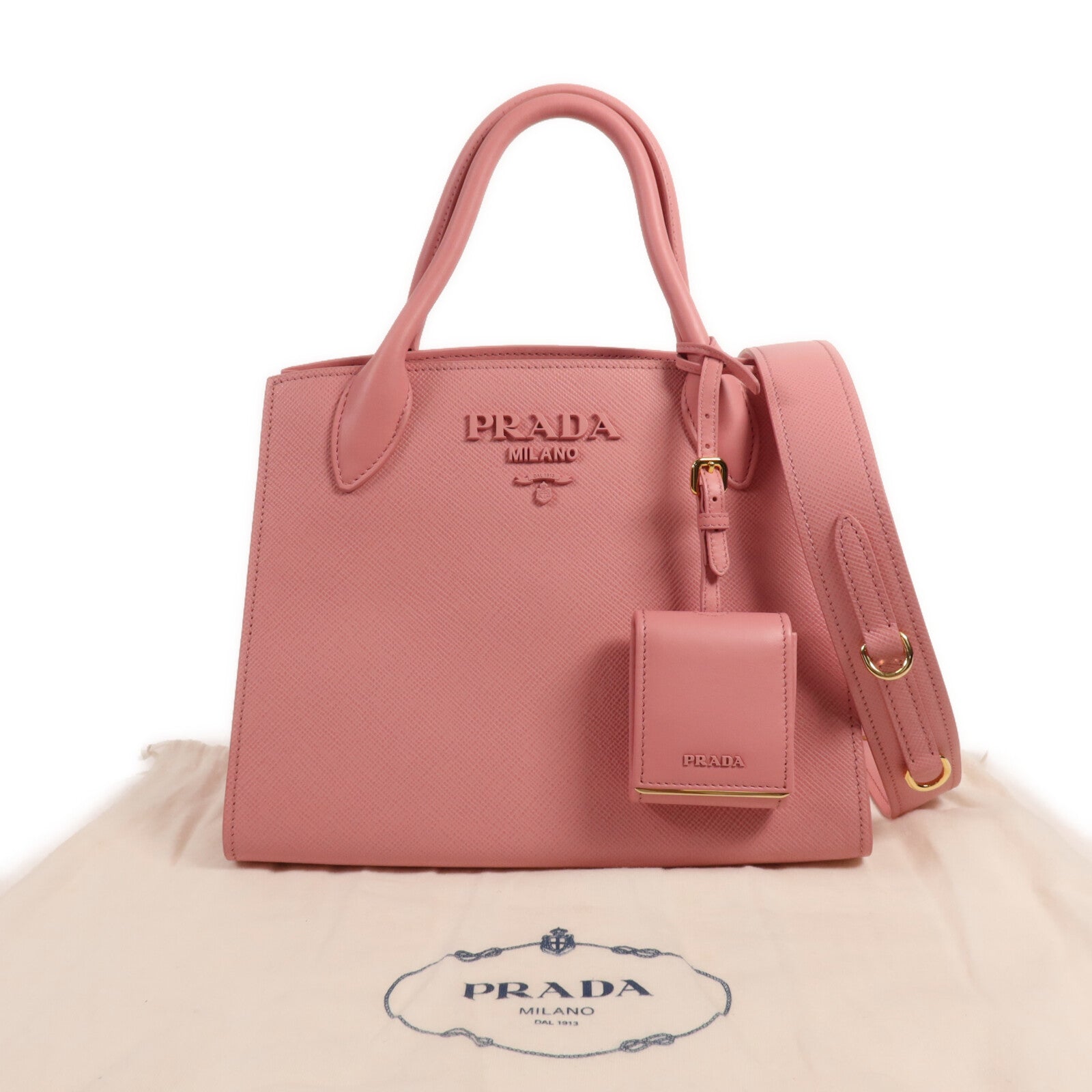 PRADA 牛皮皮革2 Way Shoulder Bag金扣手挽肩背兩用袋