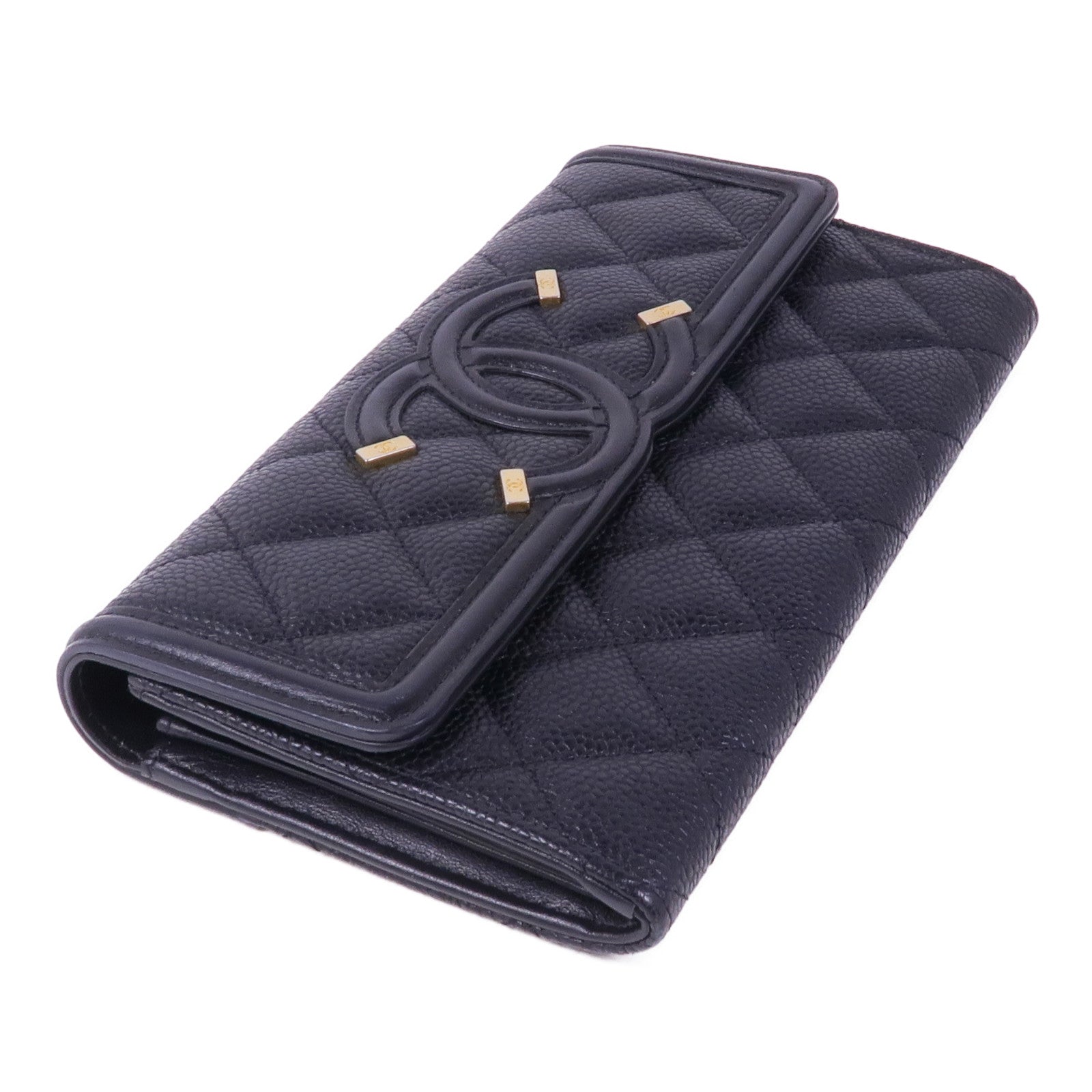 CHANEL 牛皮皮革Vanity CC金扣錢包