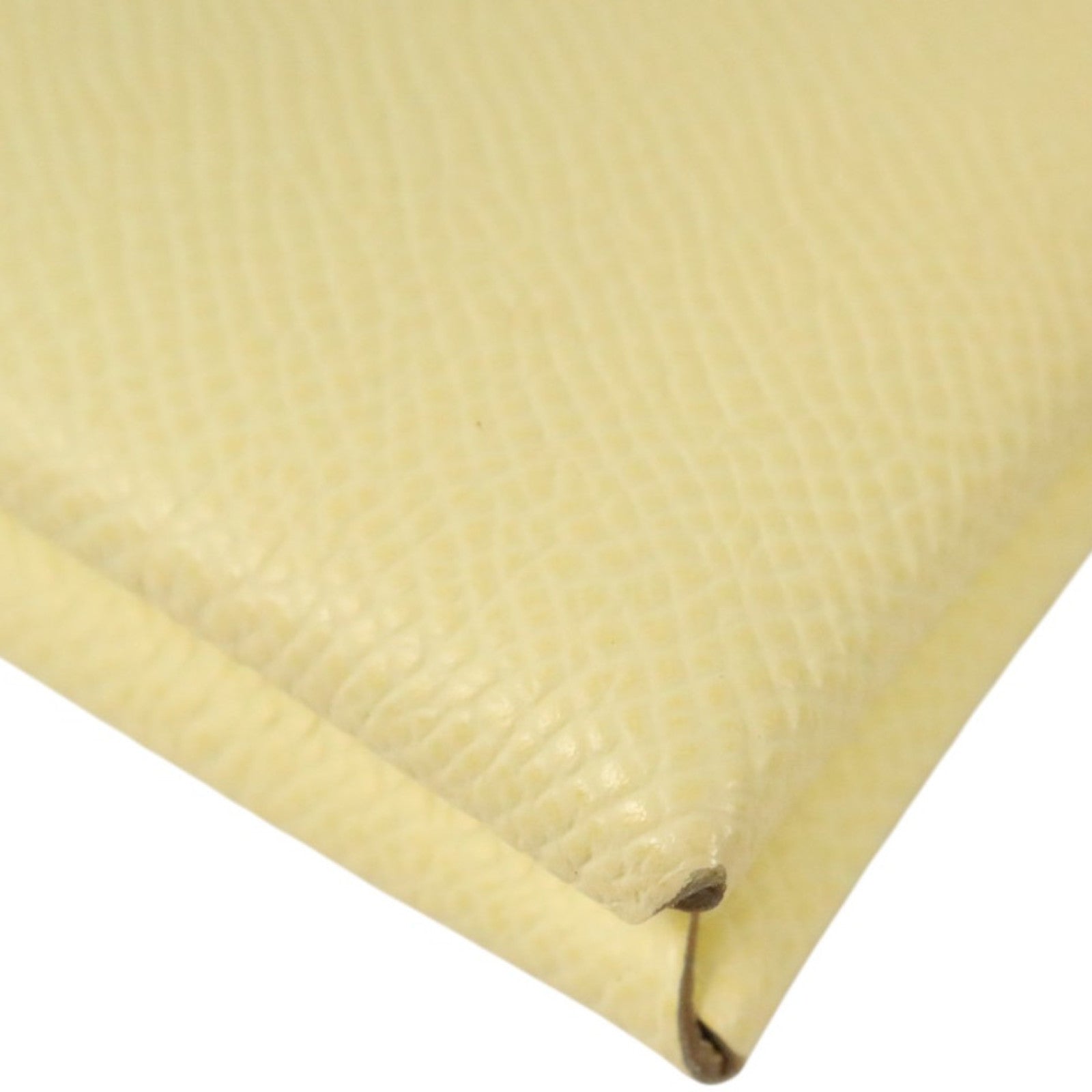 HERMES Epsom皮革Calvi銀扣卡片套Jaune Milton