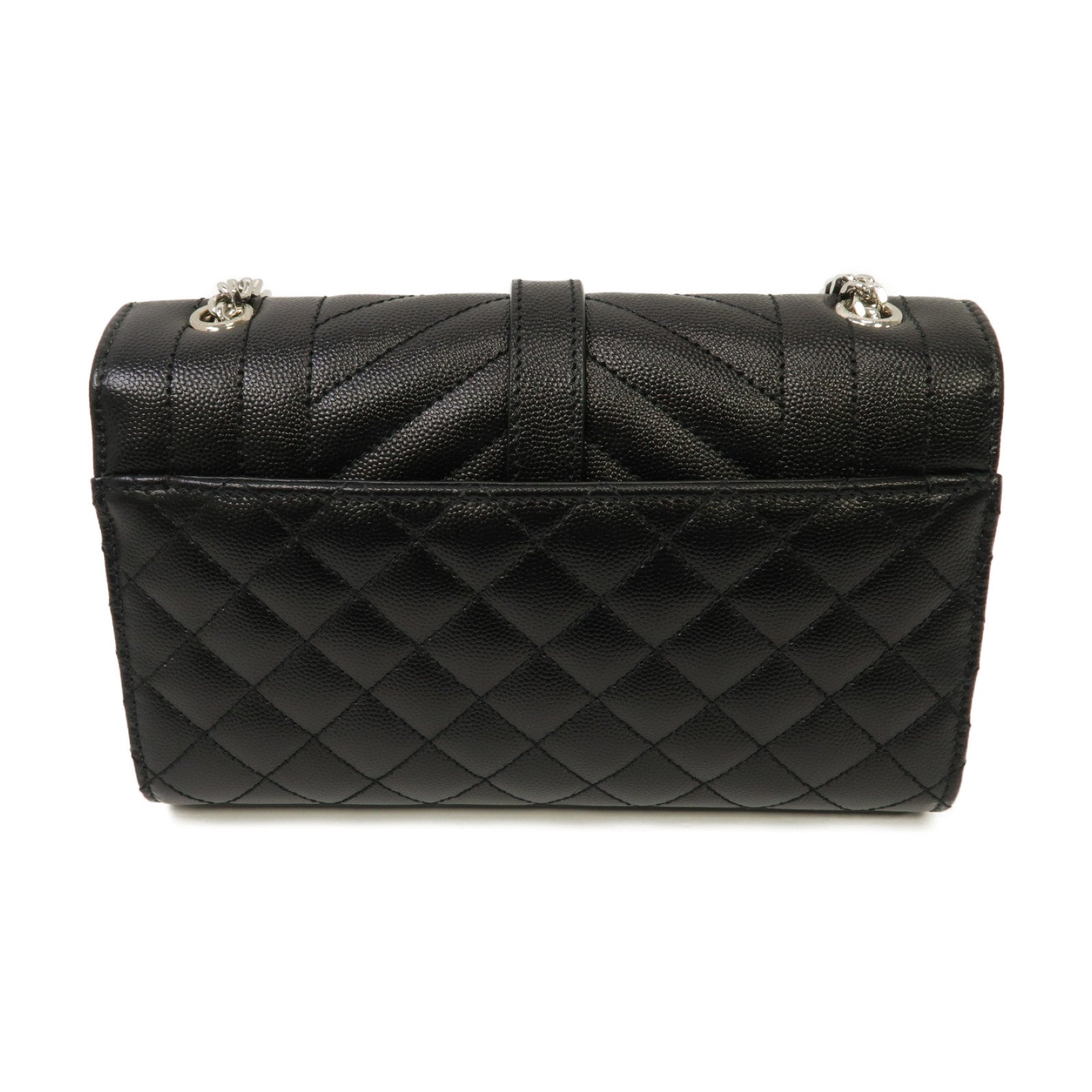 SAINT LAURENT 牛皮皮革Envelope Small銀扣鏈帶肩背袋黑色
