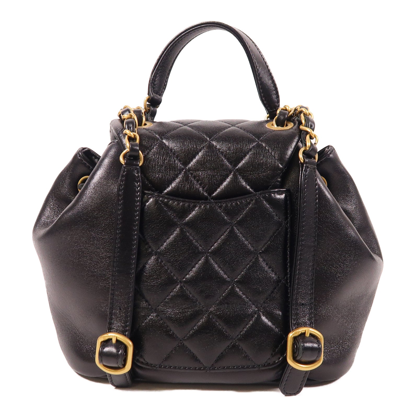 CHANEL 羊皮皮革Backpack金扣背包