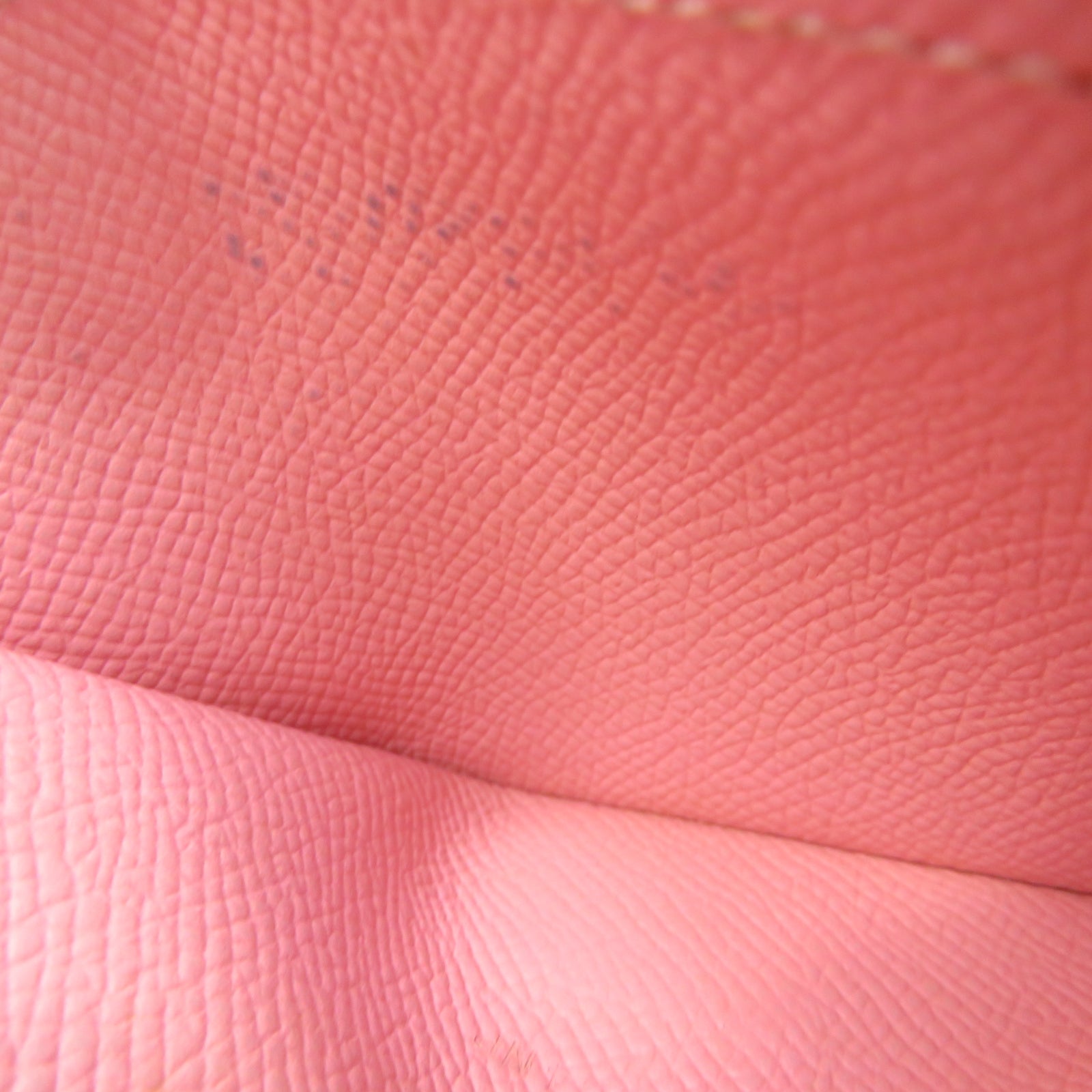 HERMES Epsom Leather Bearn Bi Fold Silver Buckle Long Wallet Pink