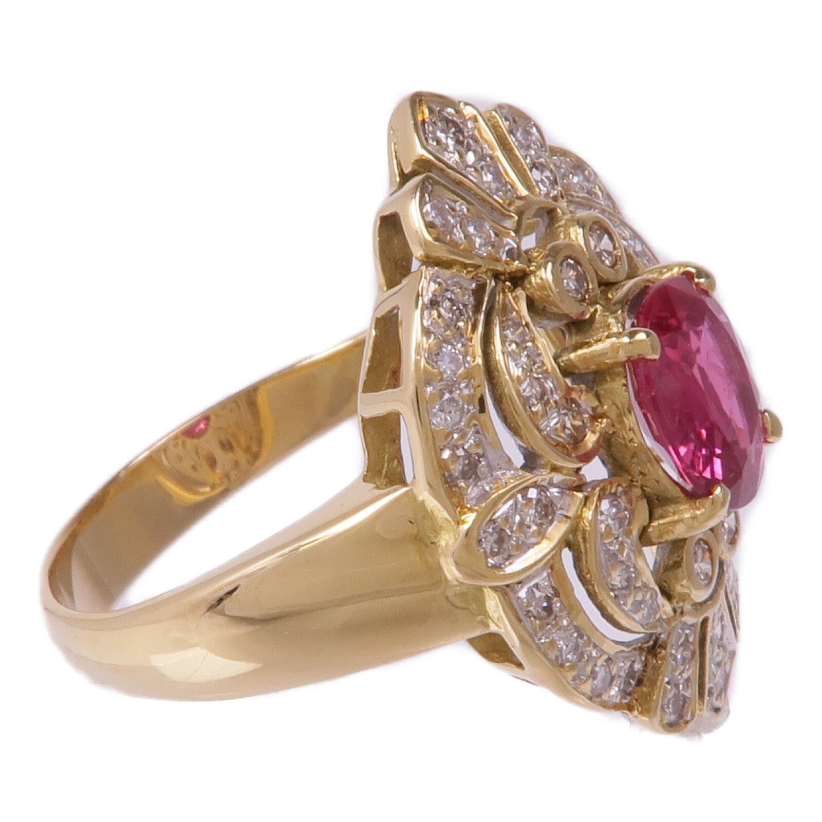 JEWELRY 18K黃金Ruby Diamond Ring紅寶石/鑽石US#6.75