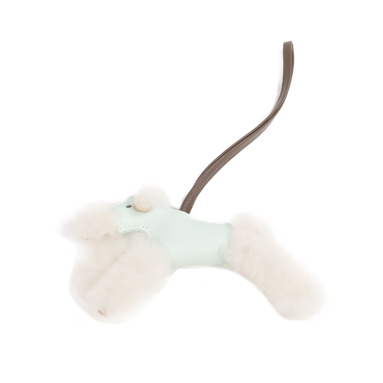 HERMES Milo皮革/羊毛Budy Charm掛飾Vert Peppermint/Chocolat